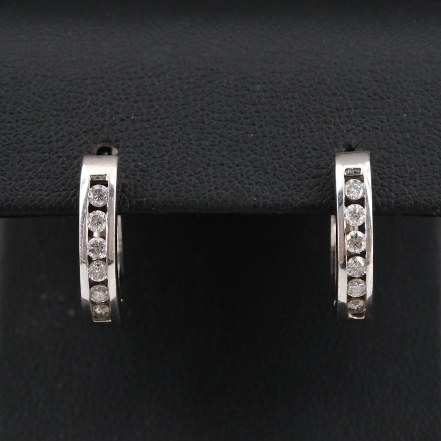 14K Diamond Huggie Earrings