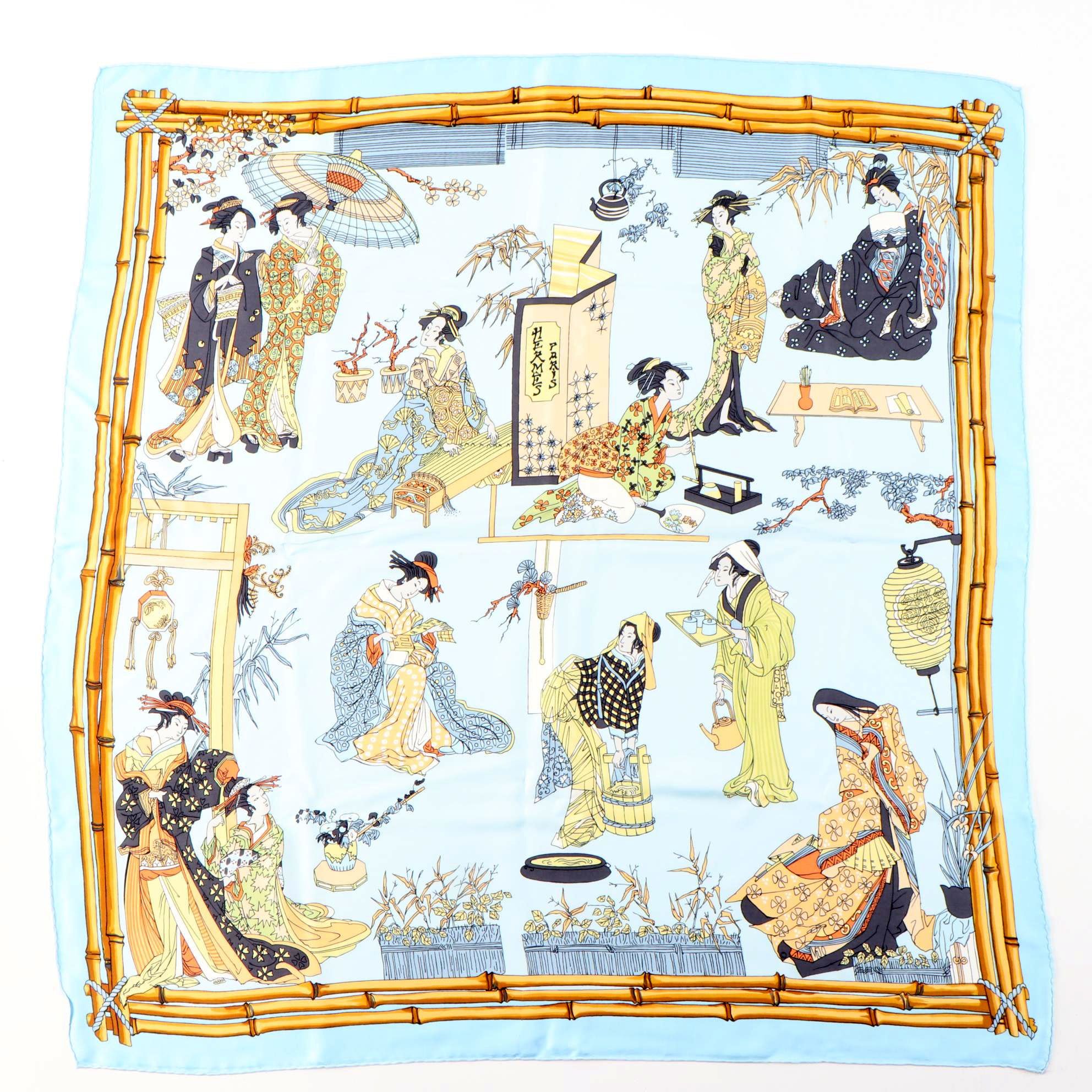 Hermès "Geisha" Silk Scarf with Box, Vintage