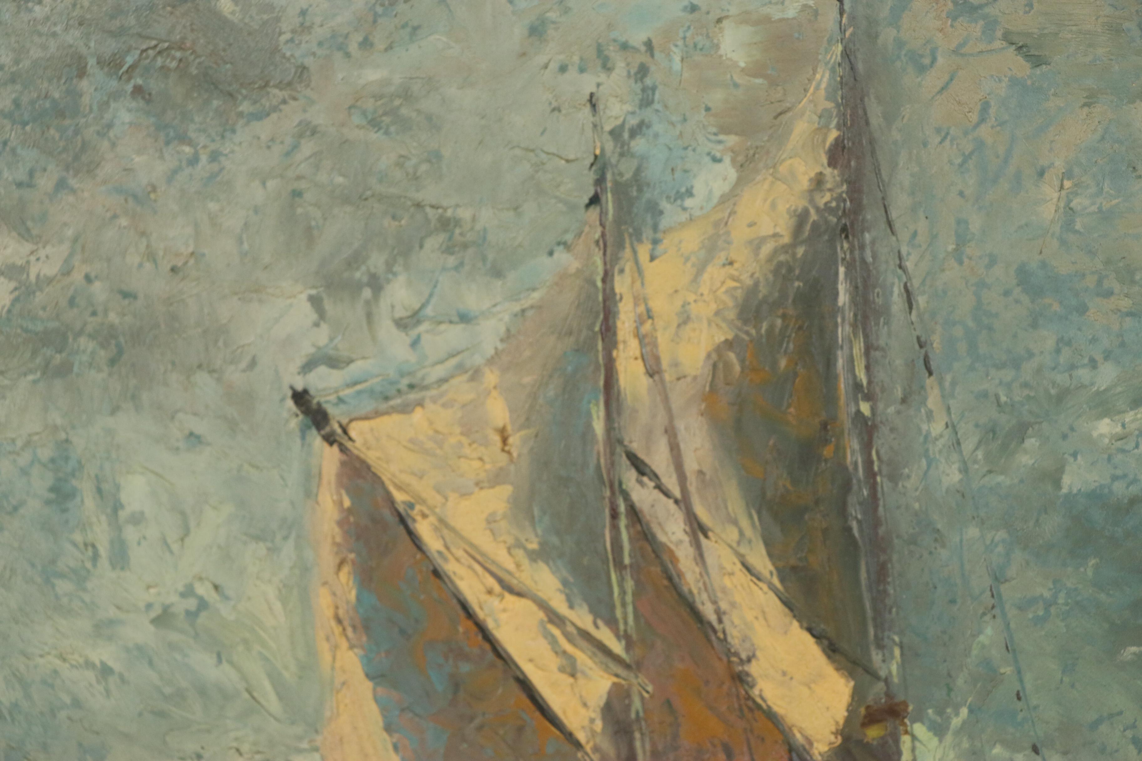 Arthur D. Thomas Nautical Oil Painting, 1957