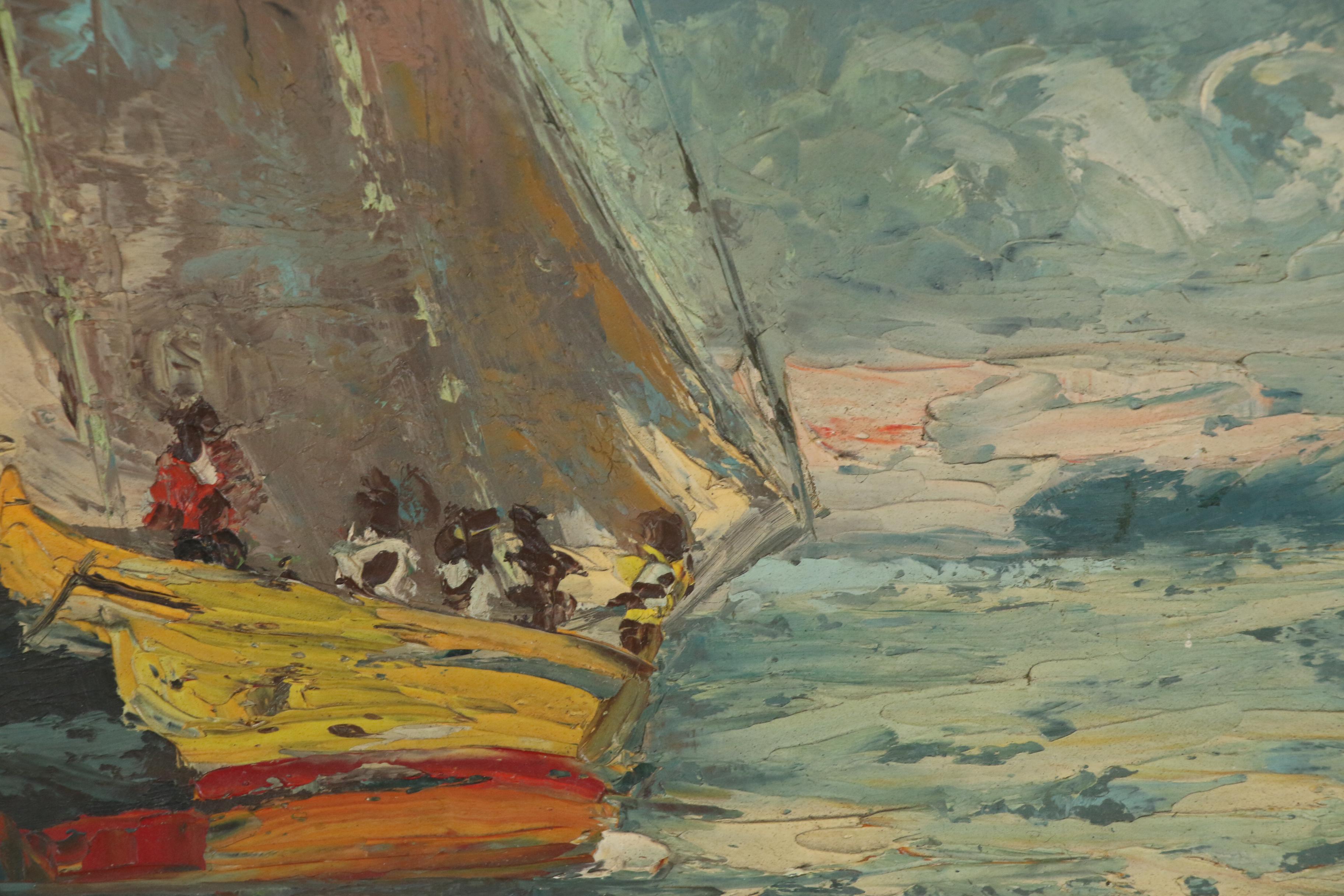 Arthur D. Thomas Nautical Oil Painting, 1957