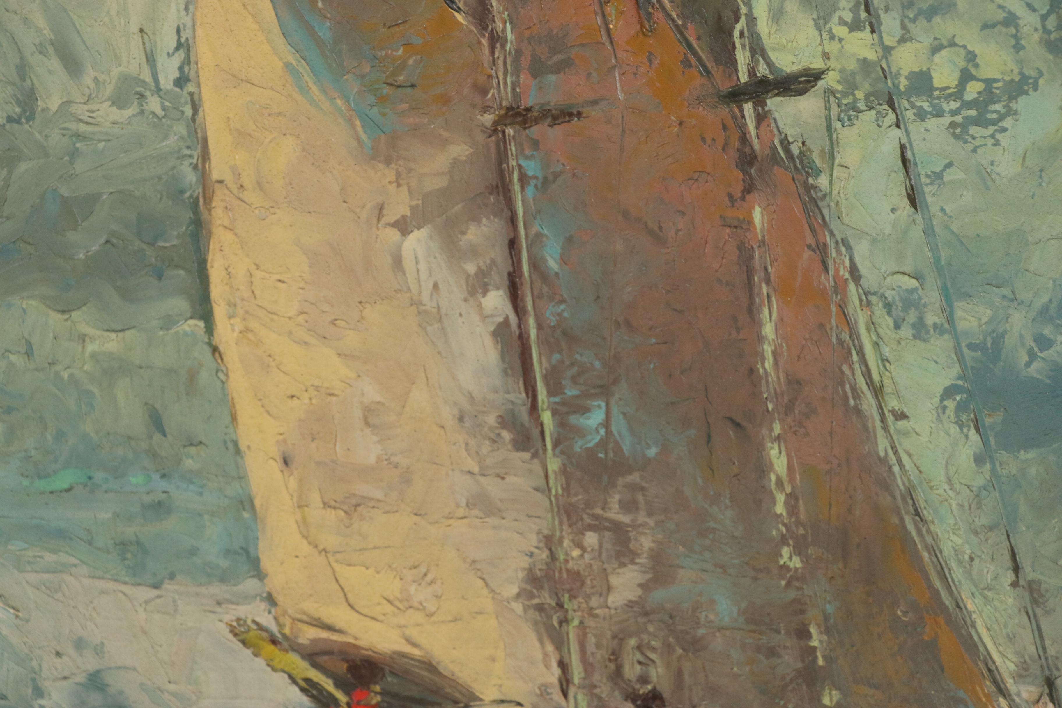 Arthur D. Thomas Nautical Oil Painting, 1957