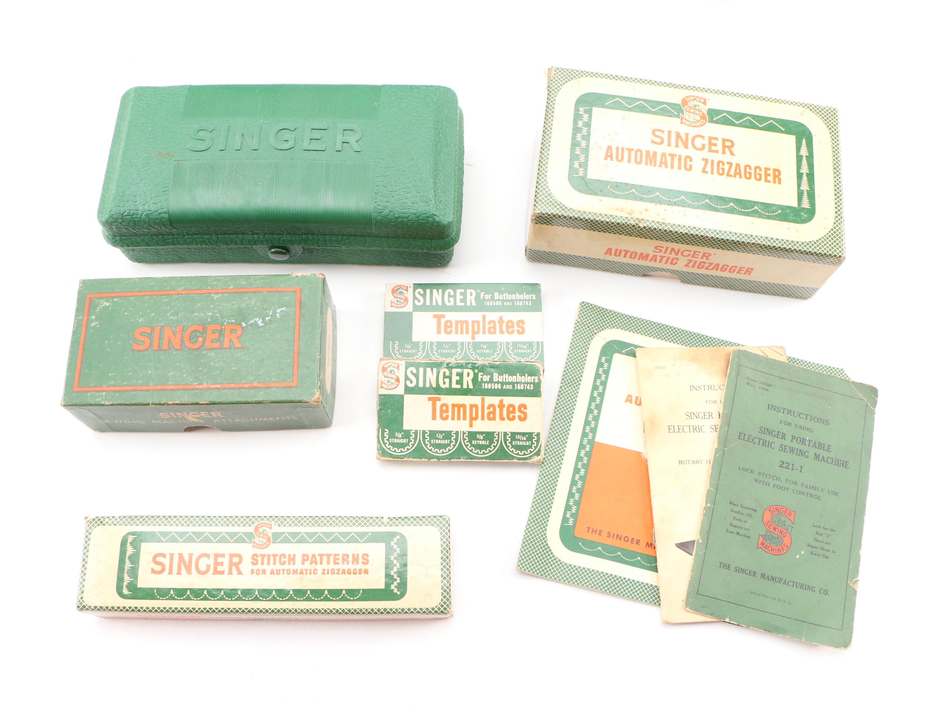 Singer Featherweight 221 Sewing Machine with Case, Early to Mid-20th Century