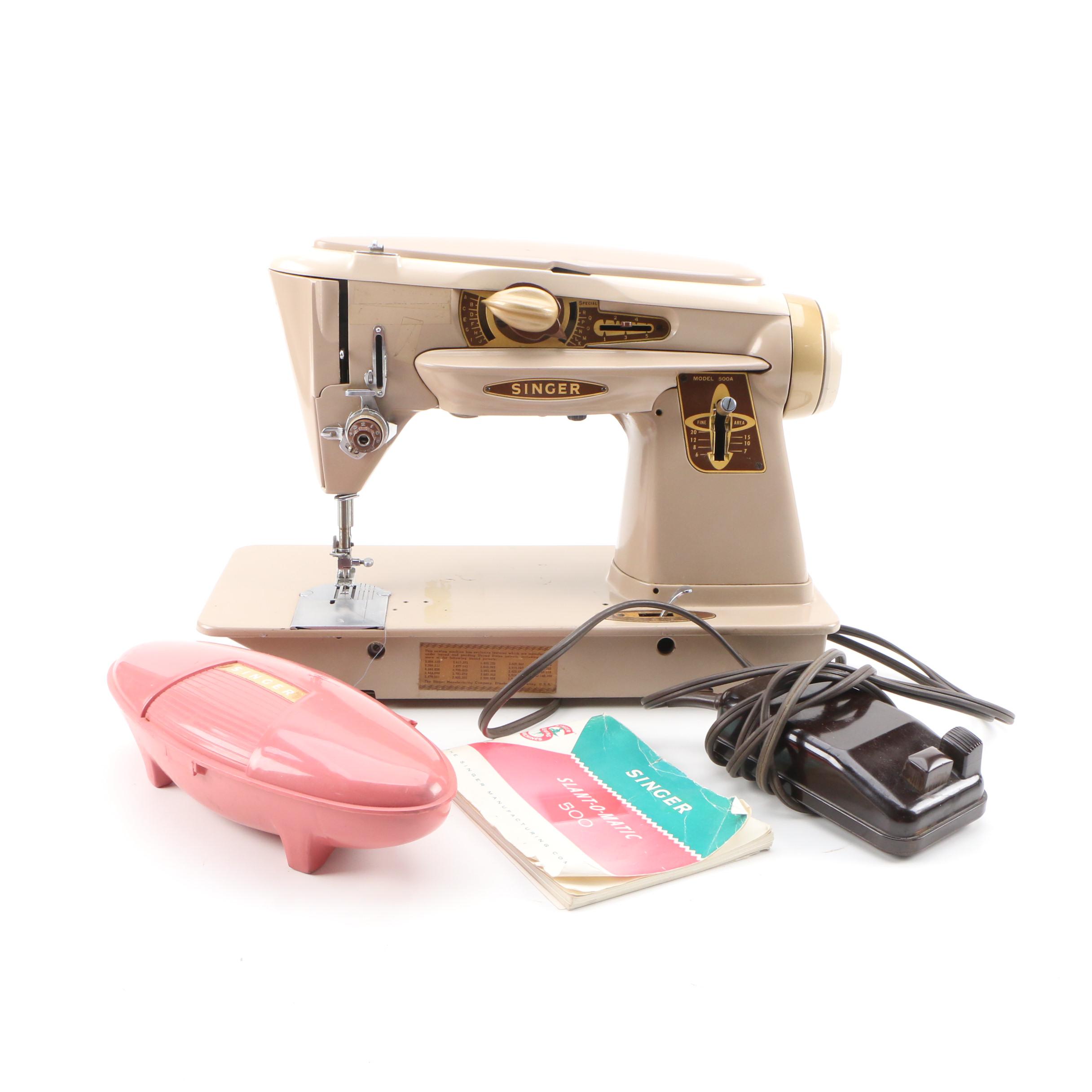 Singer Slant-O-Matic 500A "Rocketeer" Sewing Machine, 1960s