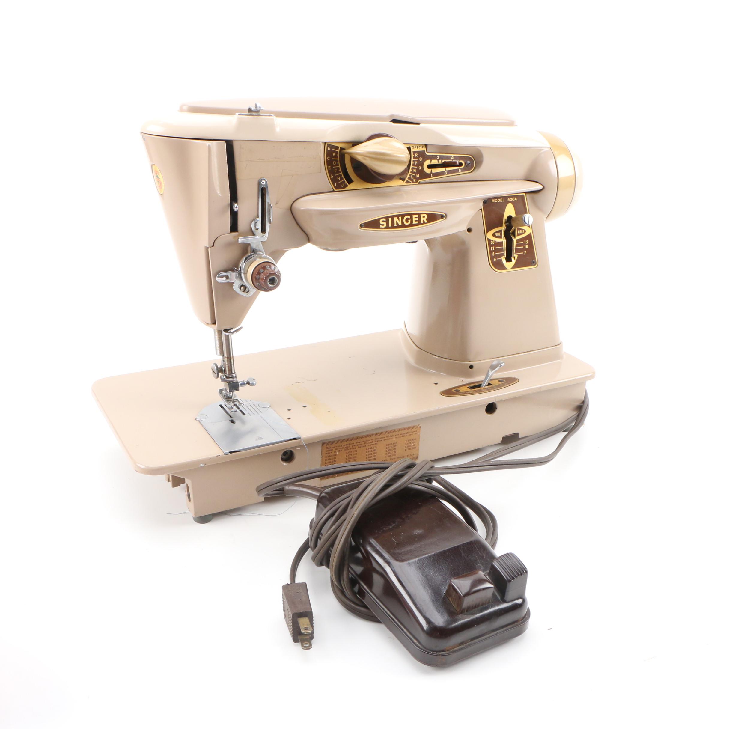 Singer Slant-O-Matic 500A "Rocketeer" Sewing Machine, 1960s