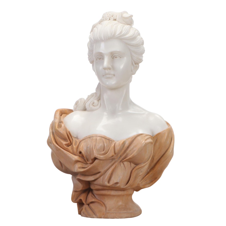 Life-Size Marble Bust of an 18th Century Lady