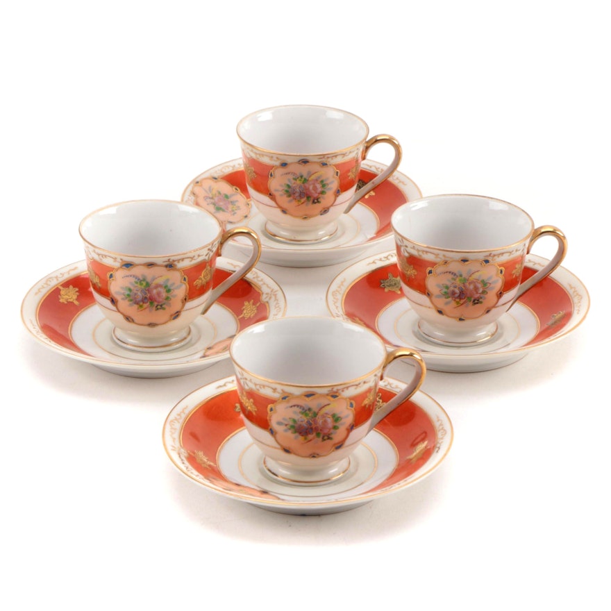 Occupied Japanese Porcelain Demitasse Cups and Saucers, 1945–1952