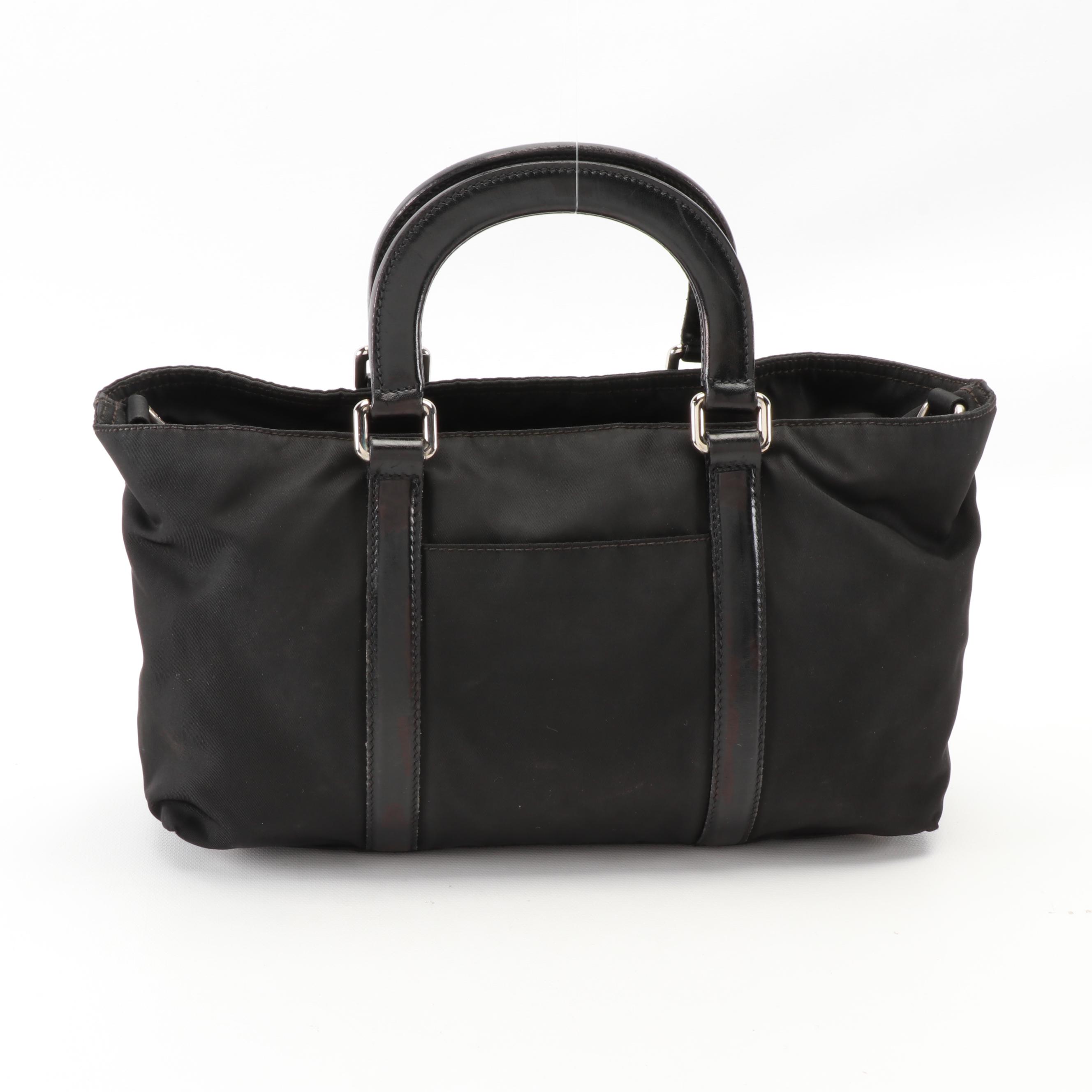 Prada Two-Way Demi Satchel in Black Tessuto Nylon and Leather