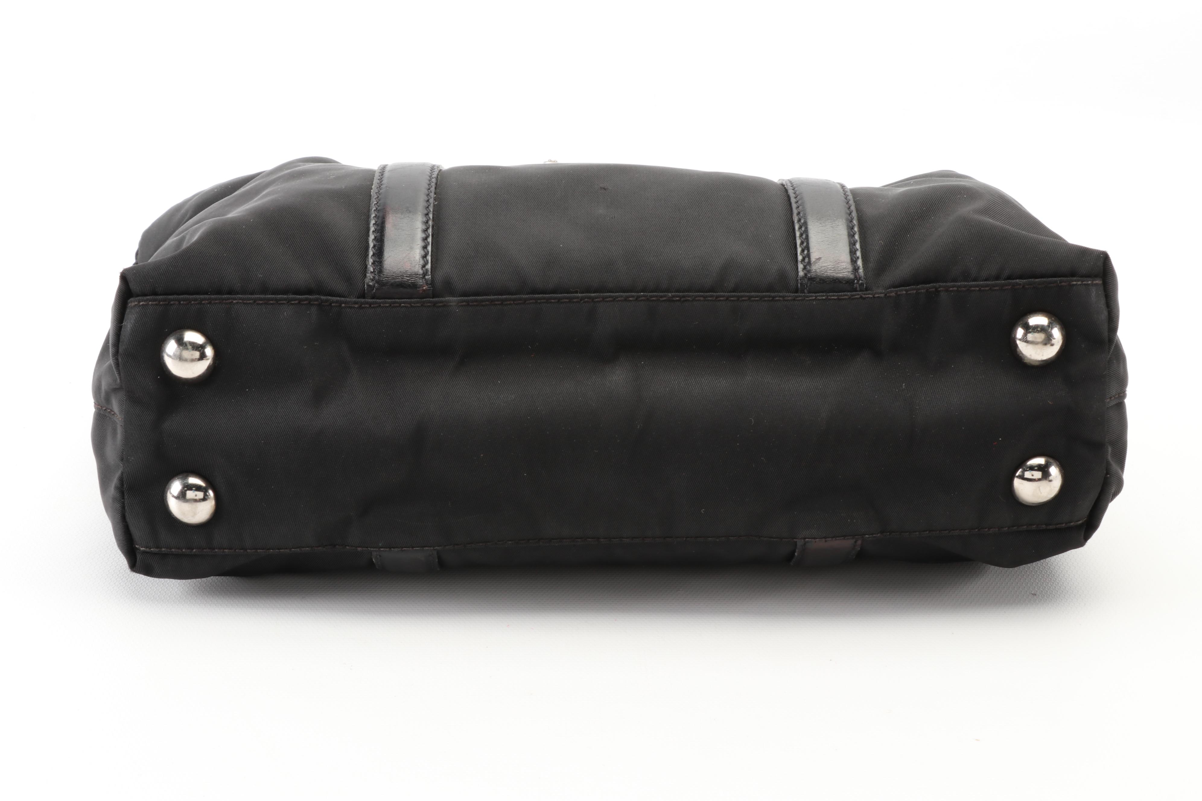 Prada Two-Way Demi Satchel in Black Tessuto Nylon and Leather