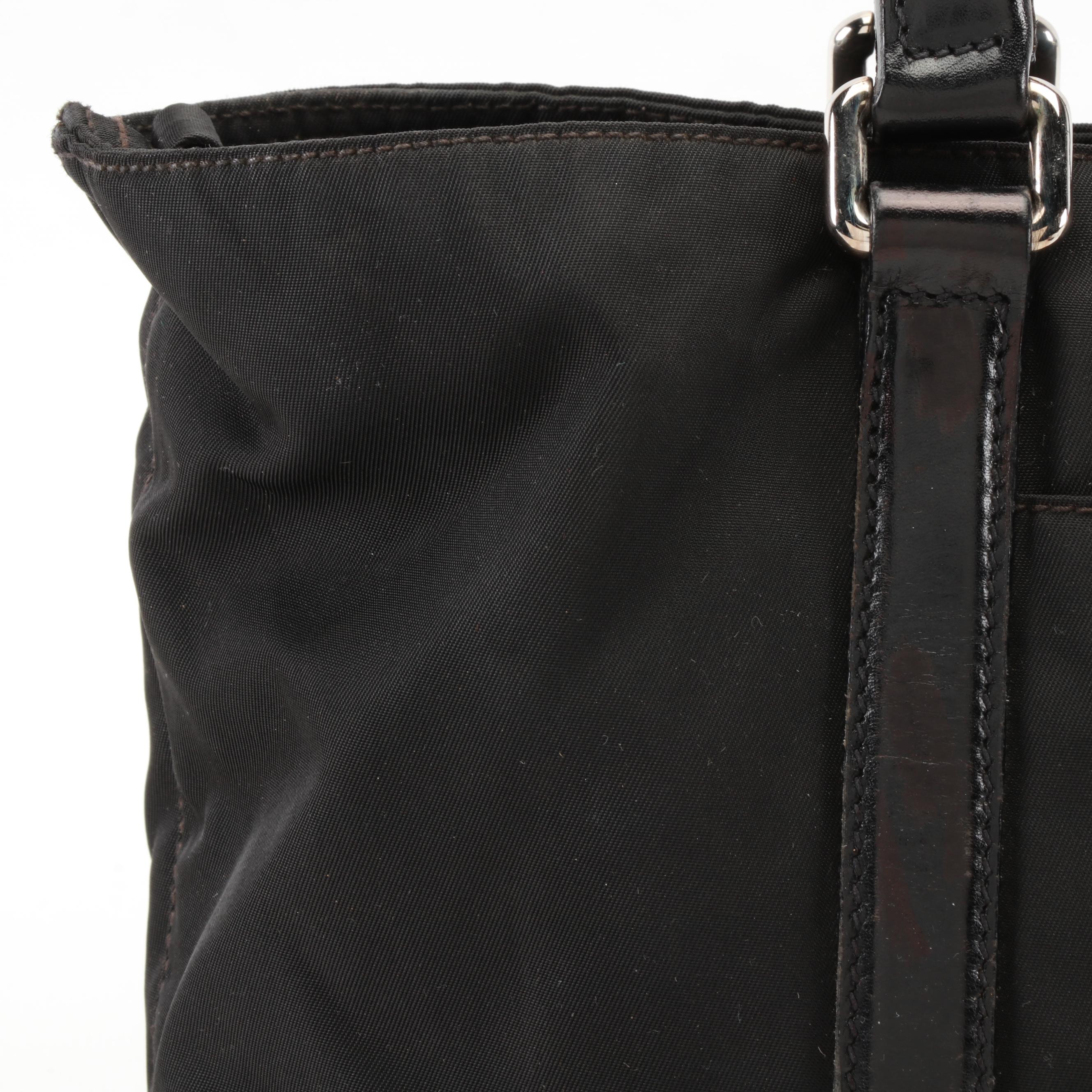 Prada Two-Way Demi Satchel in Black Tessuto Nylon and Leather