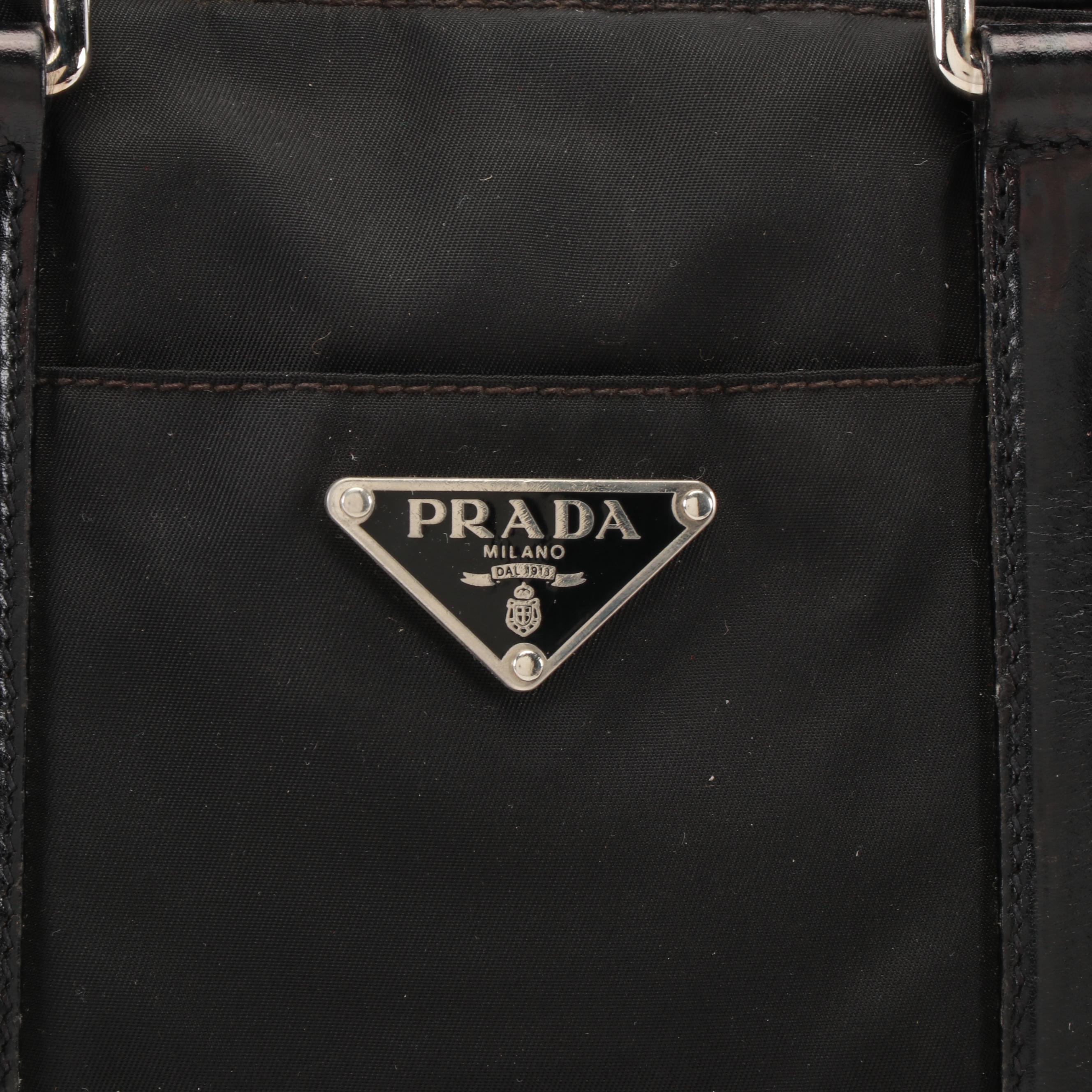 Prada Two-Way Demi Satchel in Black Tessuto Nylon and Leather