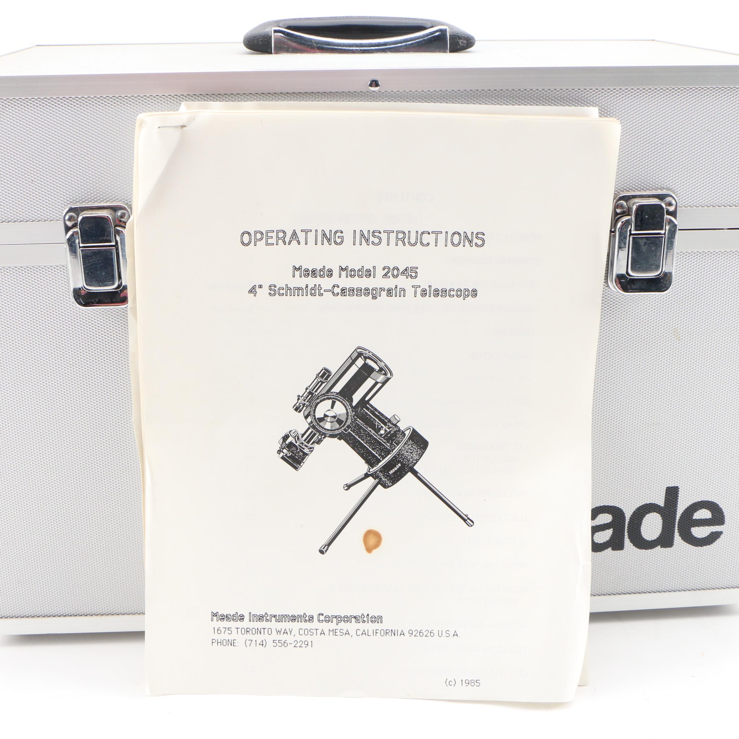 Meade Model 2045 4" Schmidt-Cassegrain Telescope with Case, Late 20th Century