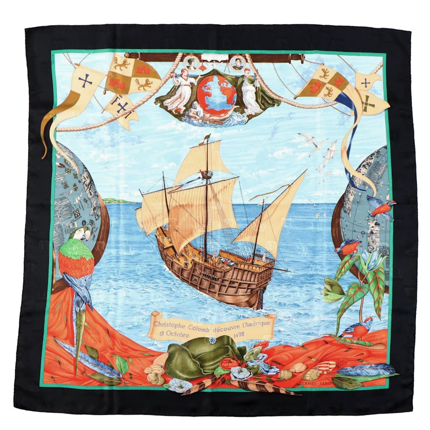 Hermès "Christophe Colomb Découvre l'Amérique" Silk Scarf