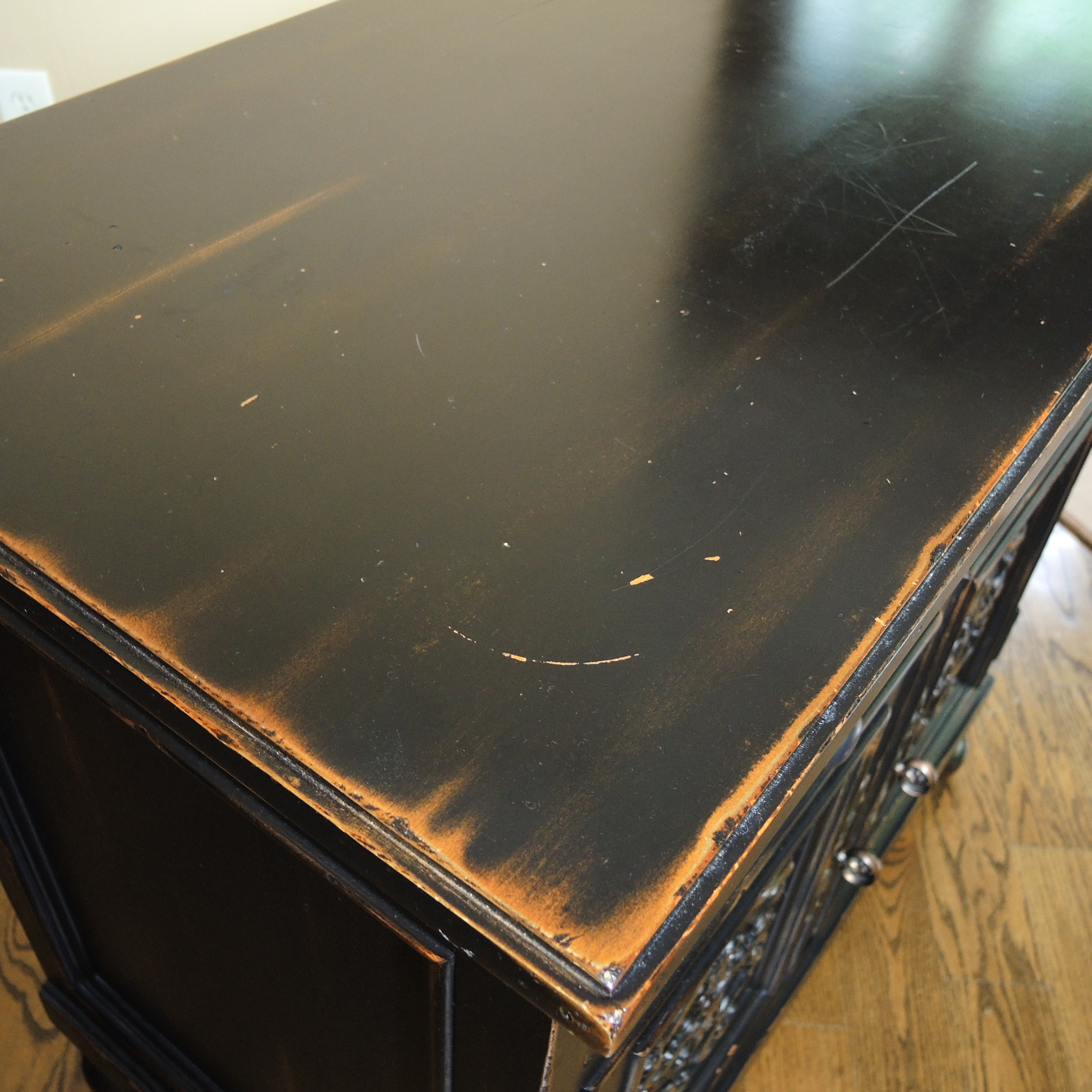 Restoration Hardware Black Distressed Nightstand Cabinet