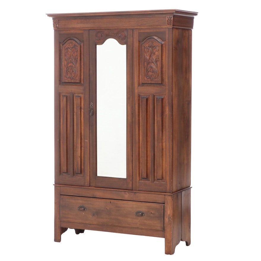 Late Victorian Carved Wardrobe, Late 19th to Early 20th Century