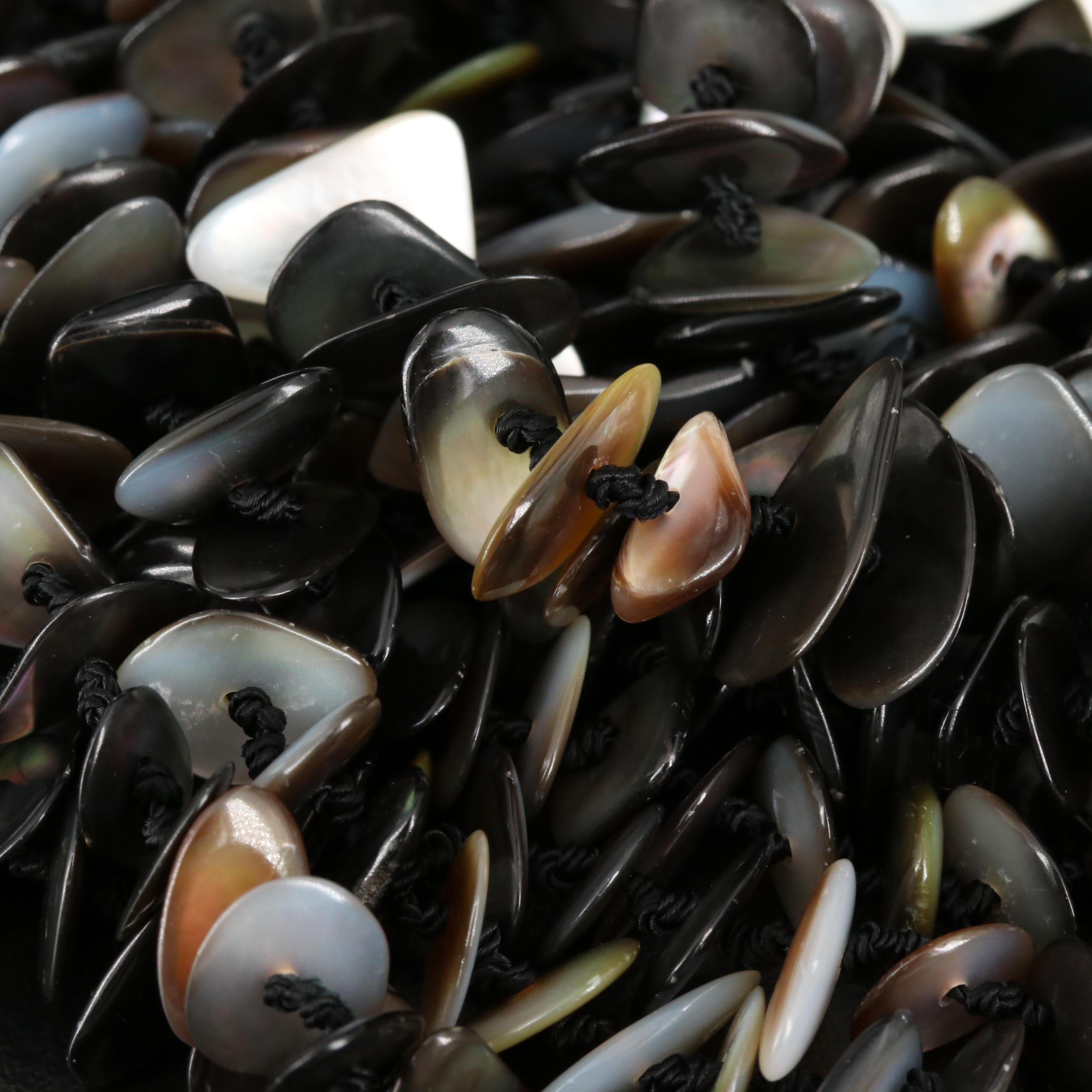 Multi-Strand Shell and Etched Mother Of Pearl Floral Motif Necklace