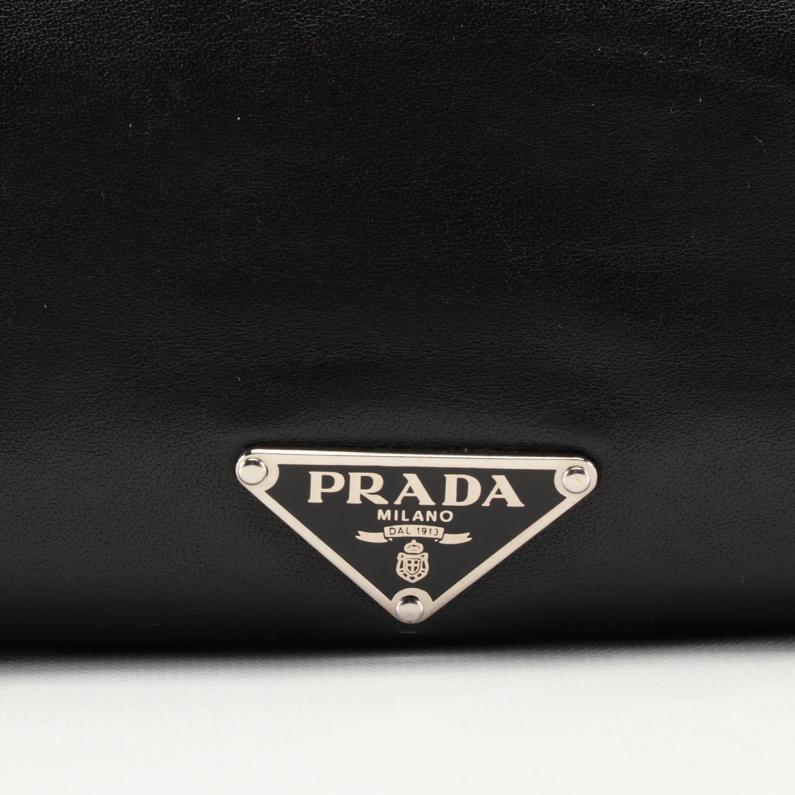 Prada Bow Soft Shoulder Bag in Black Nappa Leather