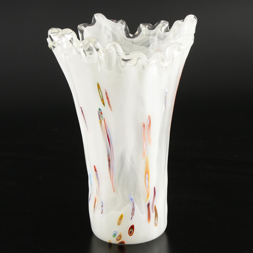 Murano Millefiori Art Glass Vase