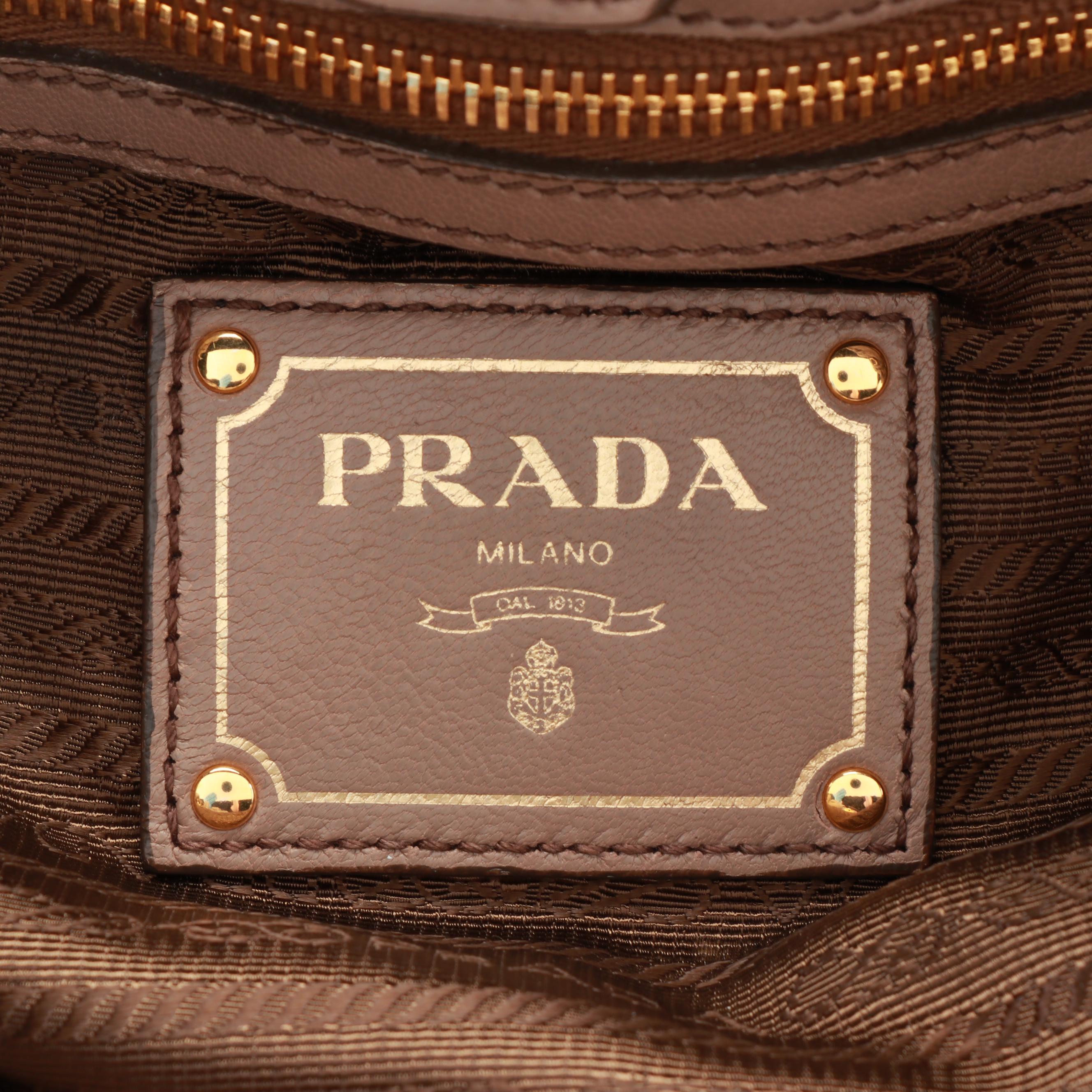Prada Nappa Bow Shoulder Tote in Taupe Antique Nappa Leather