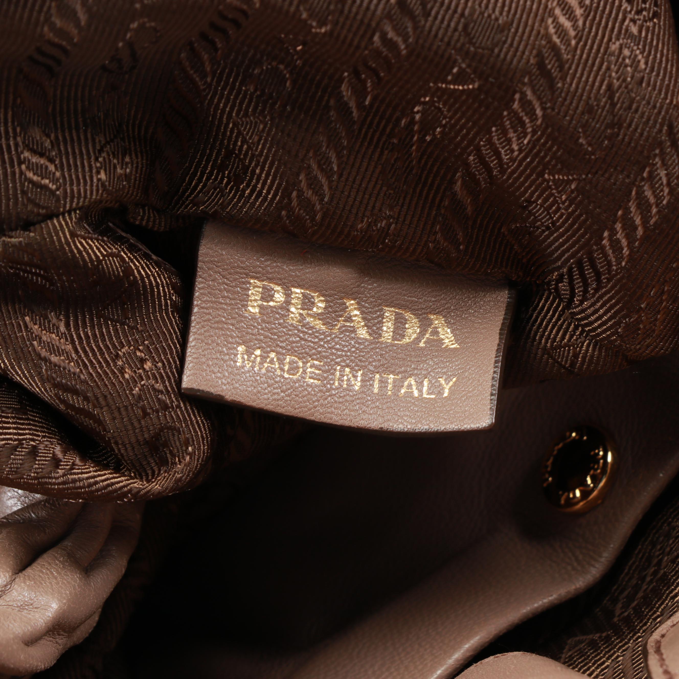 Prada Nappa Bow Shoulder Tote in Taupe Antique Nappa Leather