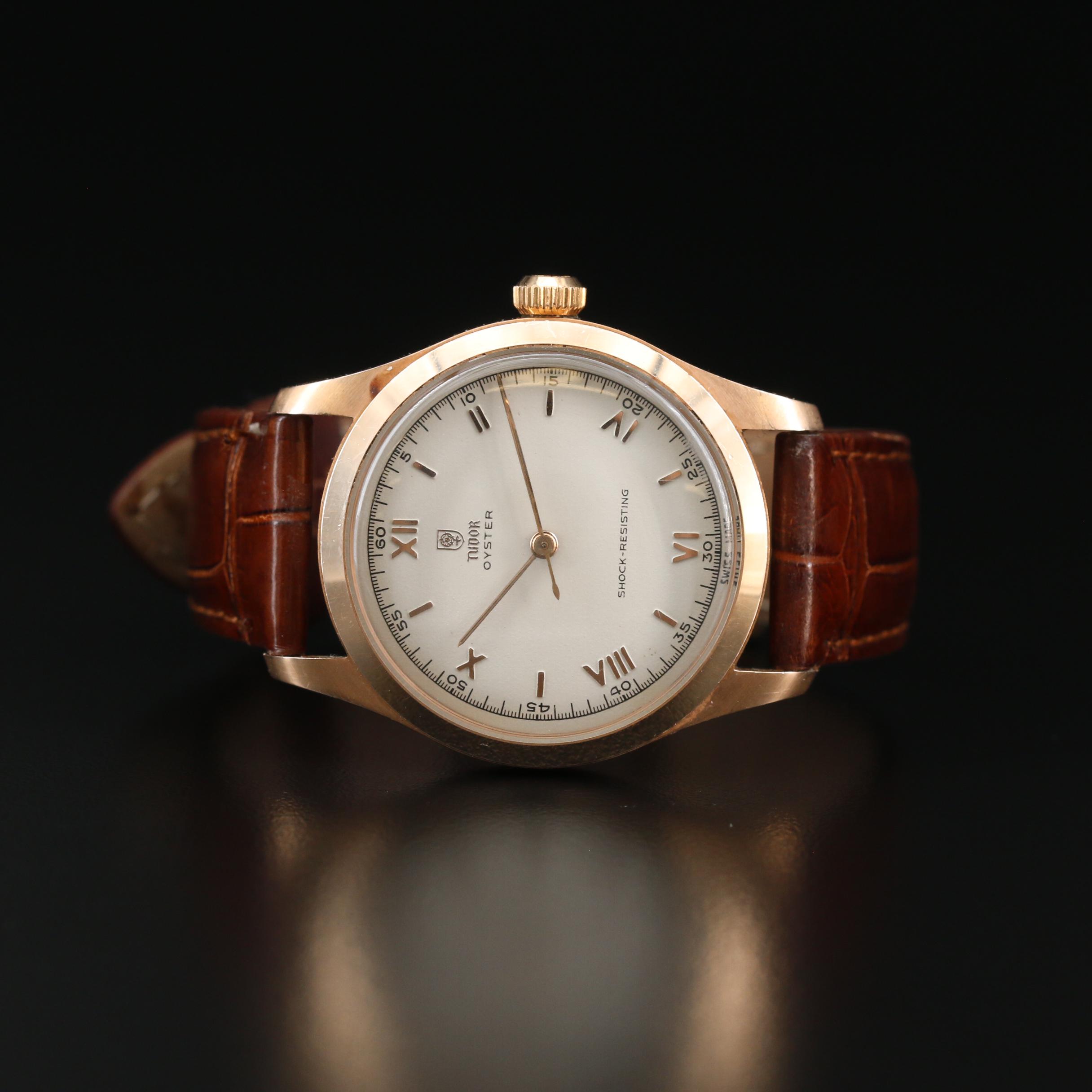 Tudor Oyster 14K Gold Stem Wind Watch