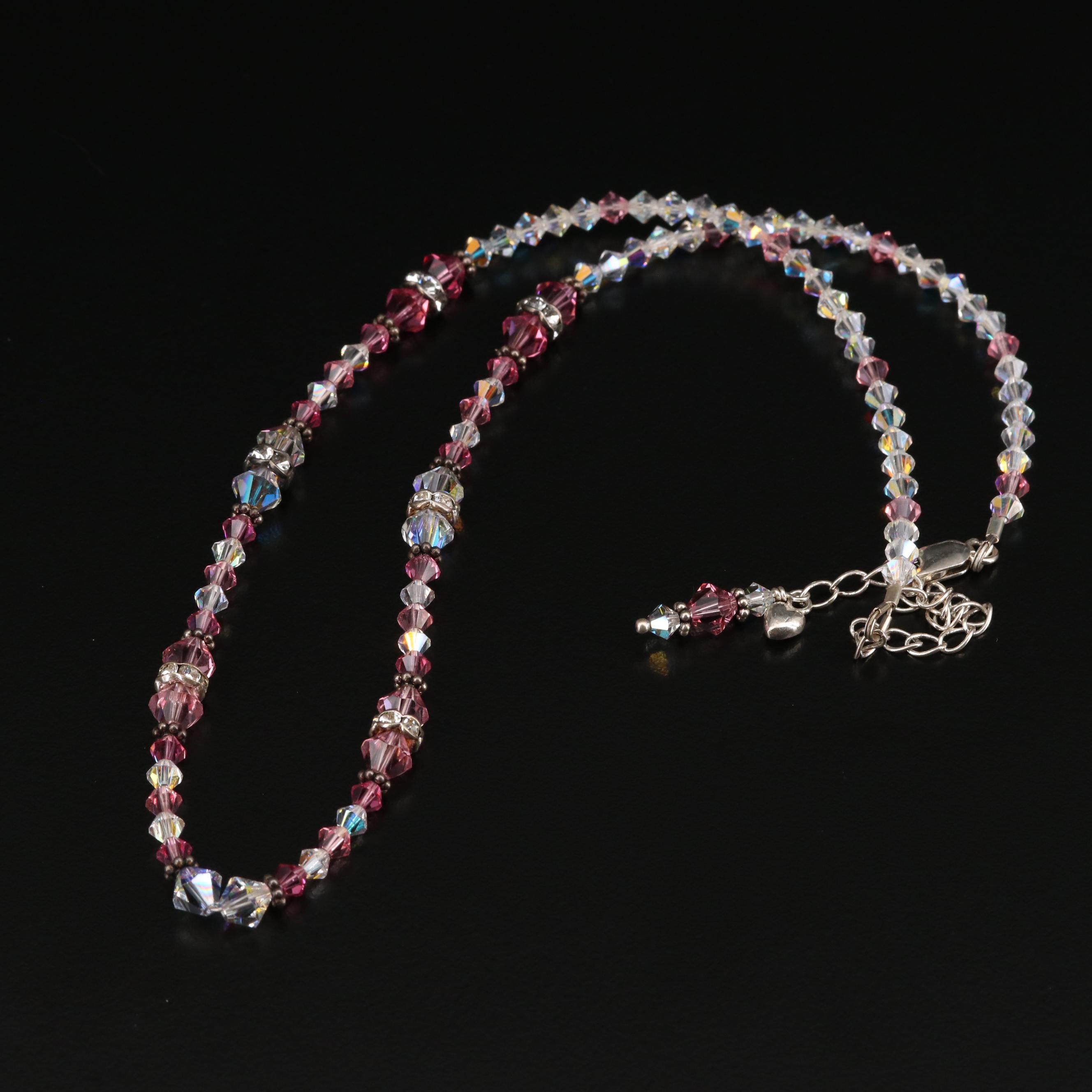 Collection of Sterling Silver Necklaces Including Cross and Dragonfly Pendants