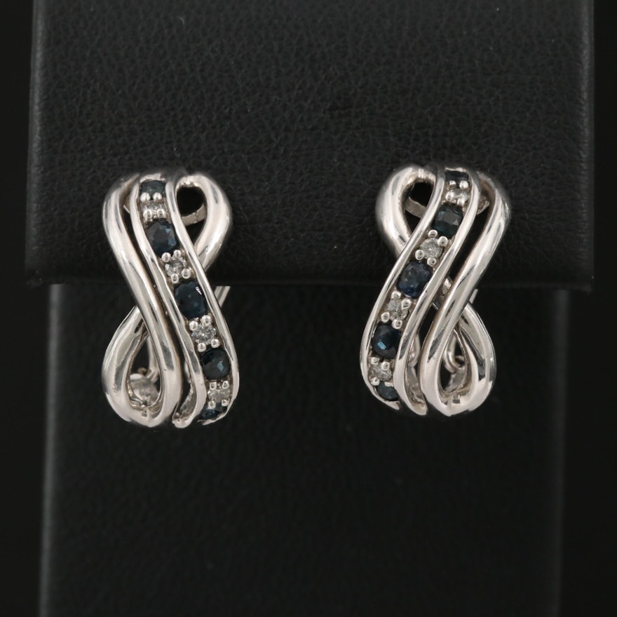 14K Gold Sapphire and Diamond Earrings