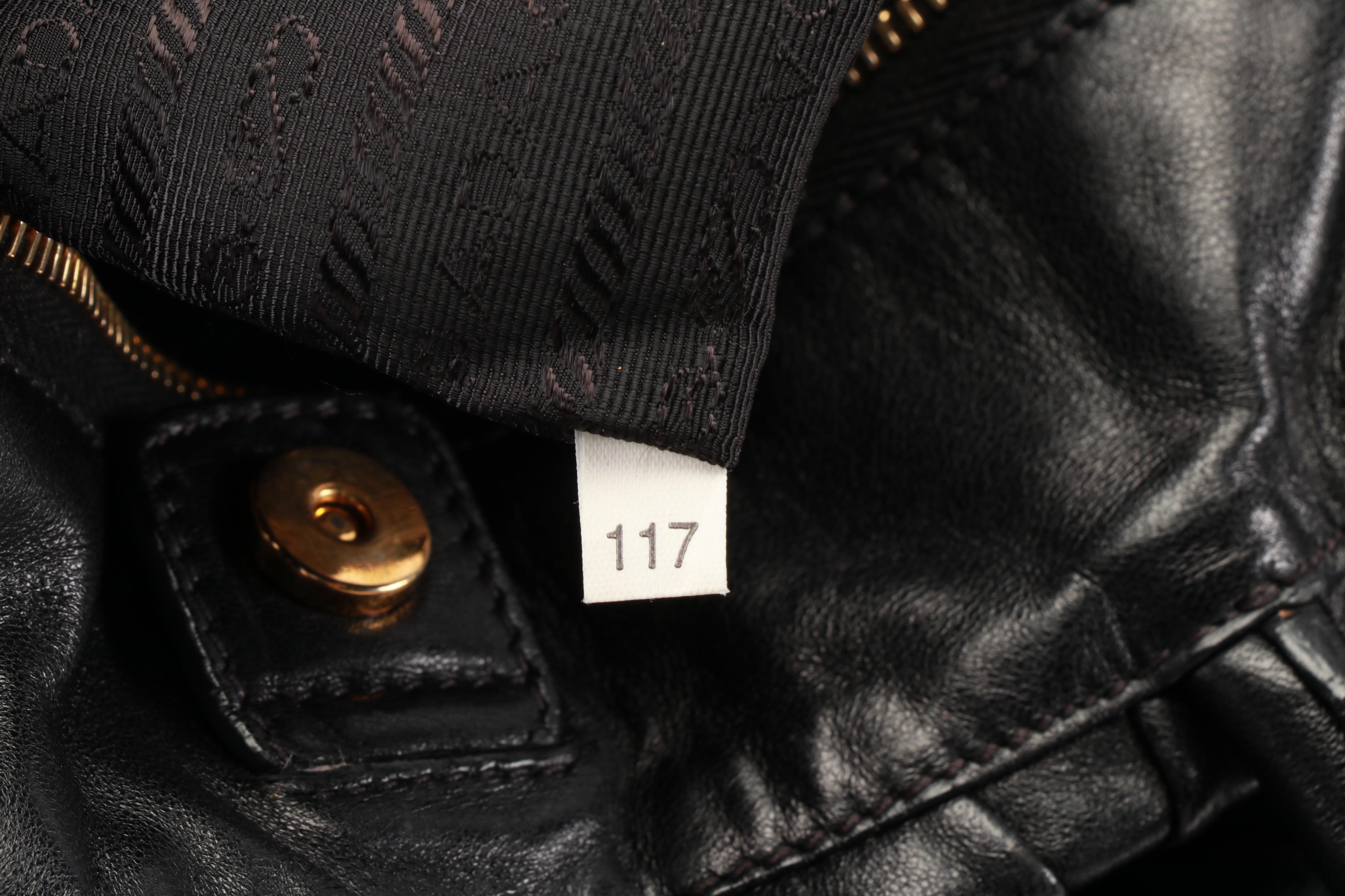 Prada Black Nappa Gaufre Leather Satchel with Bow