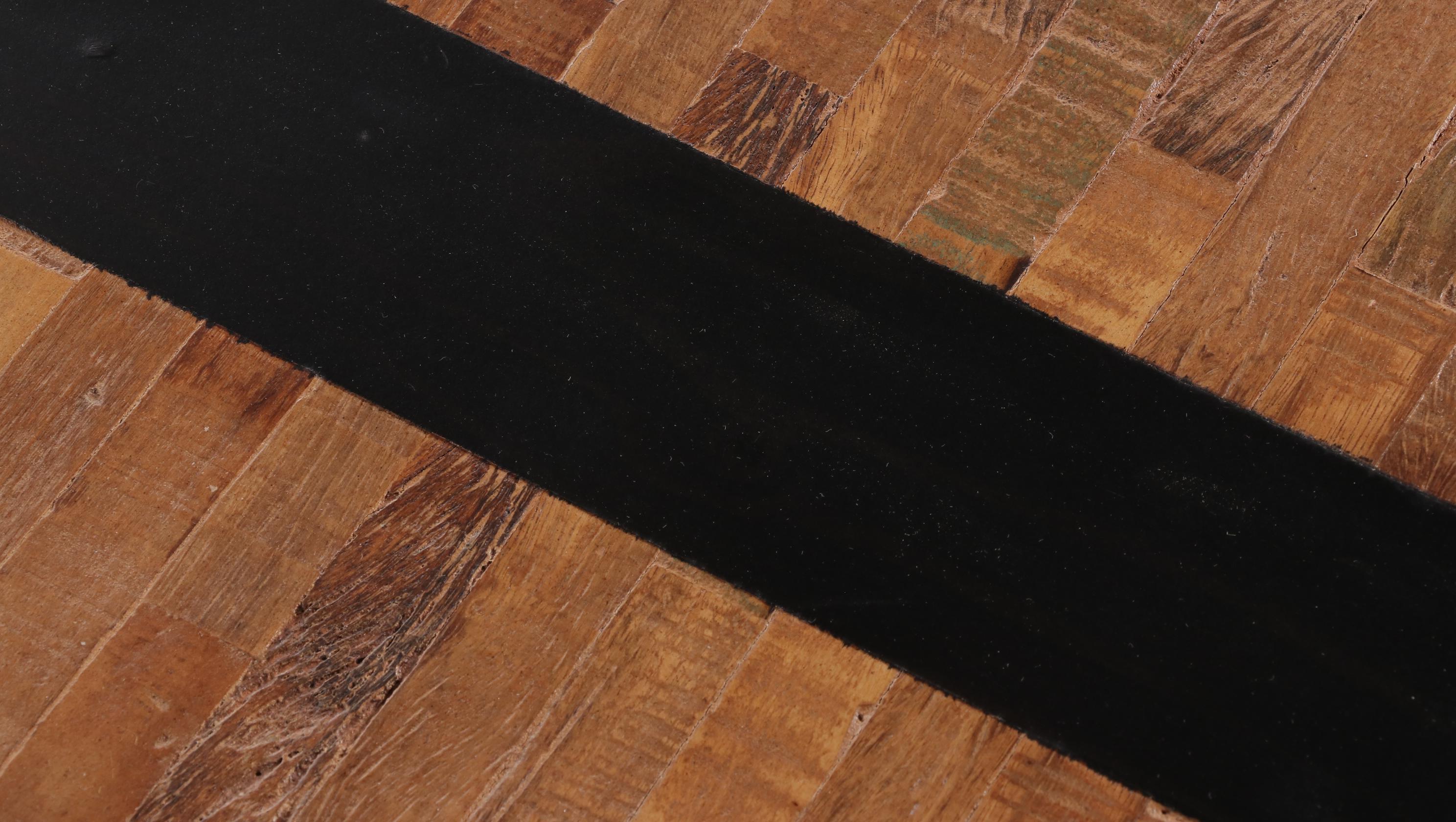 Crate & Barrel "Seguro" Reclaimed Peroba Wood and Parcel-Ebonized Coffee Table