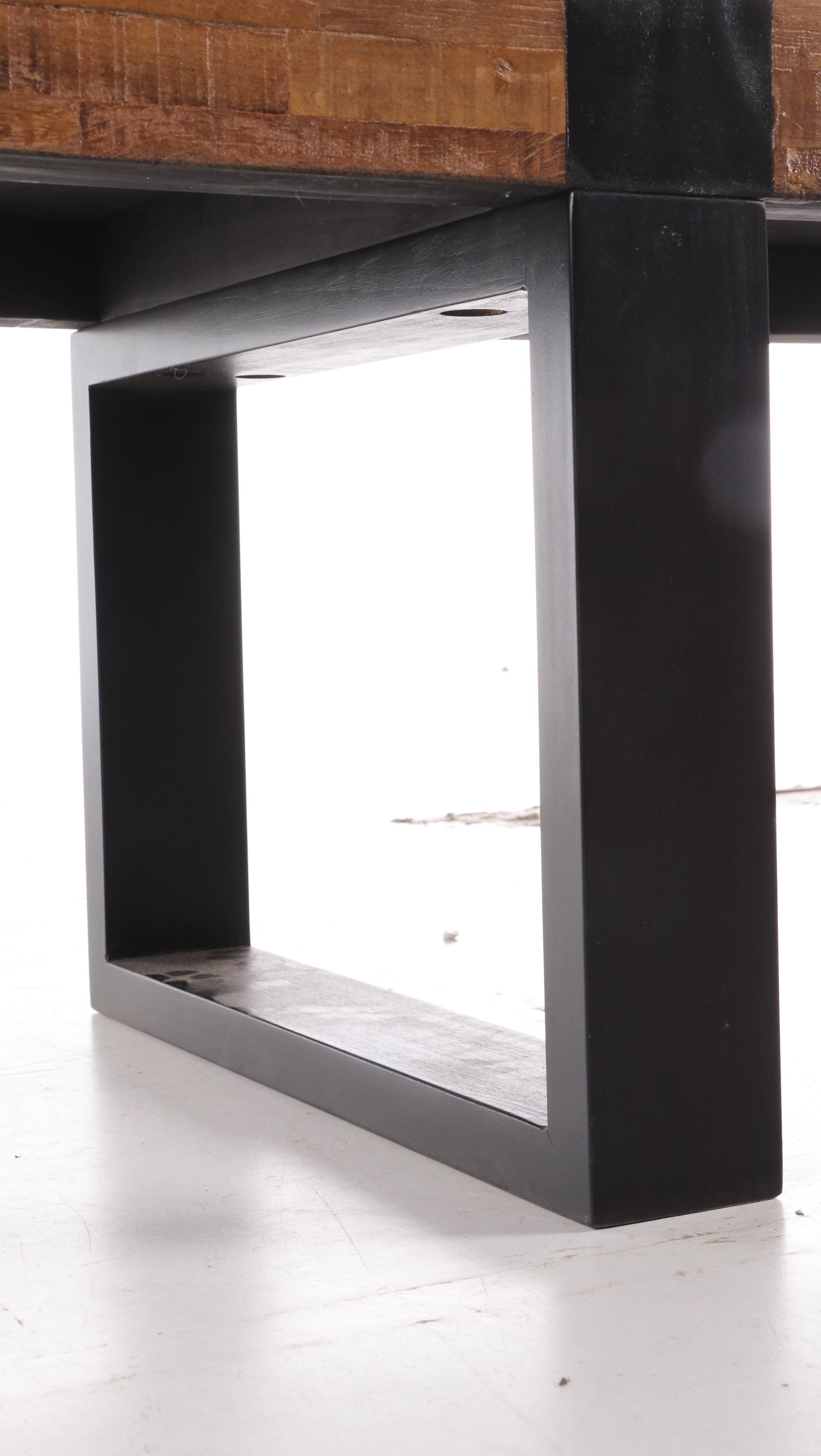 Crate & Barrel "Seguro" Reclaimed Peroba Wood and Parcel-Ebonized Coffee Table