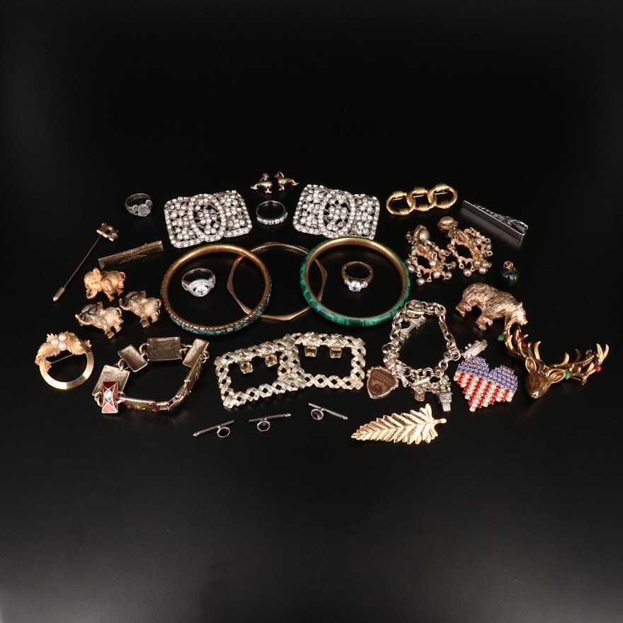 Jewelry Assortment Featuring Hattie Carnegie Chandelier Earrings