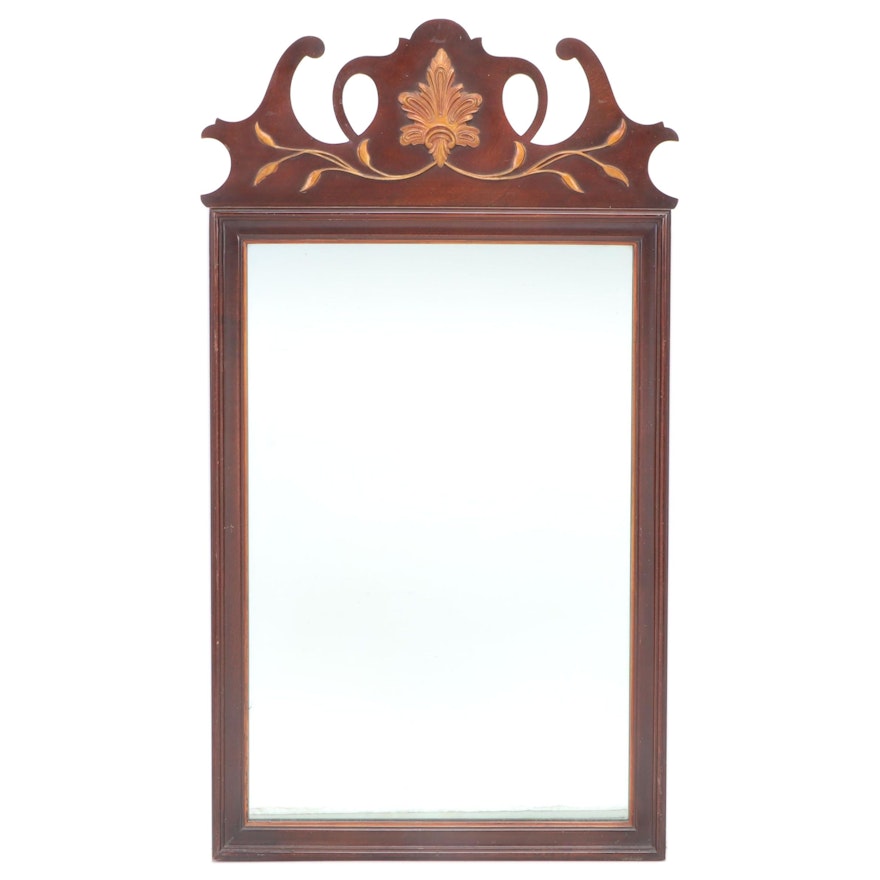 Chippendale Style Mahogany Veneer and Parcel Gilt Wall Mirror