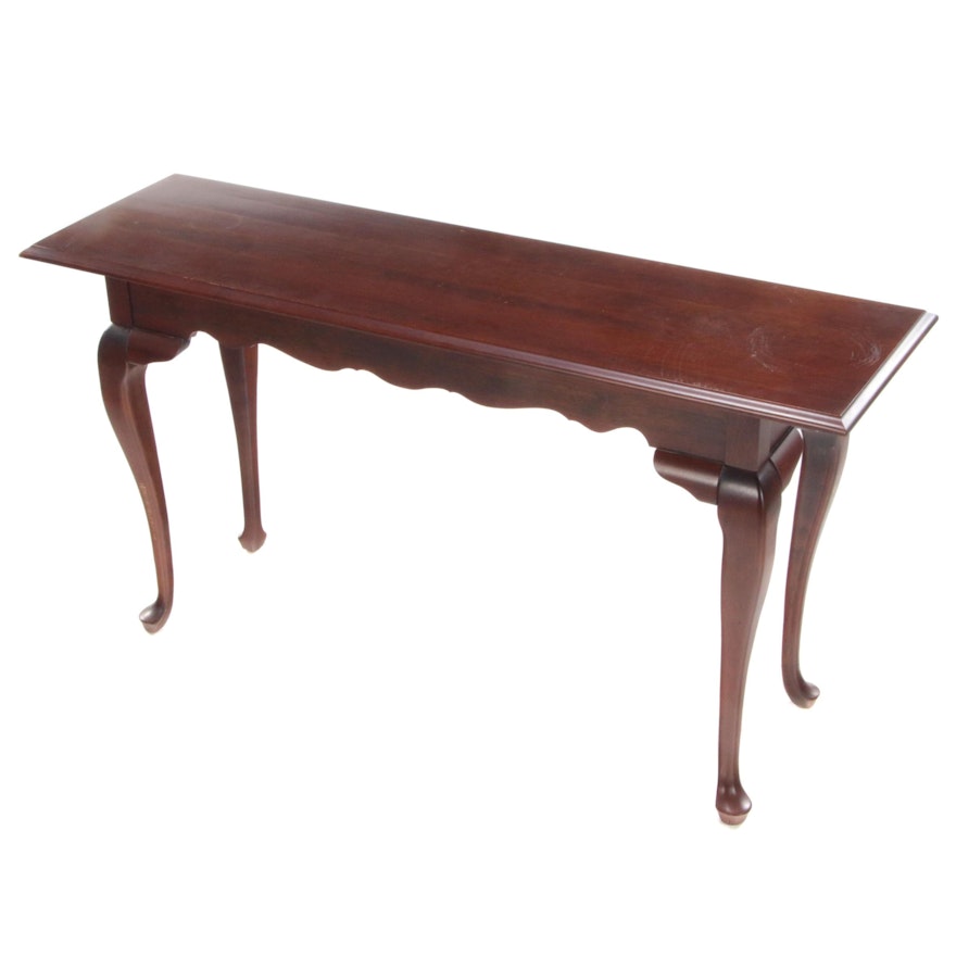 Queen Anne Style Cherry Console Table, Late 20th Century