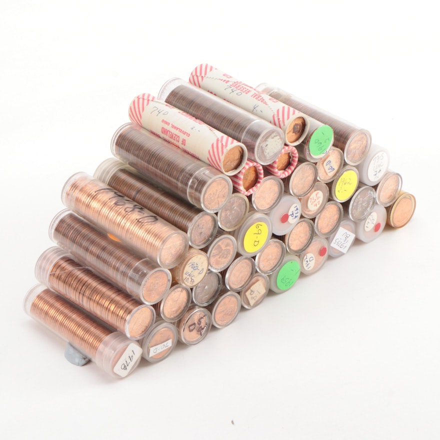 Forty-One Rolls of Lincoln Memorial Cents, 1959 to 1970s