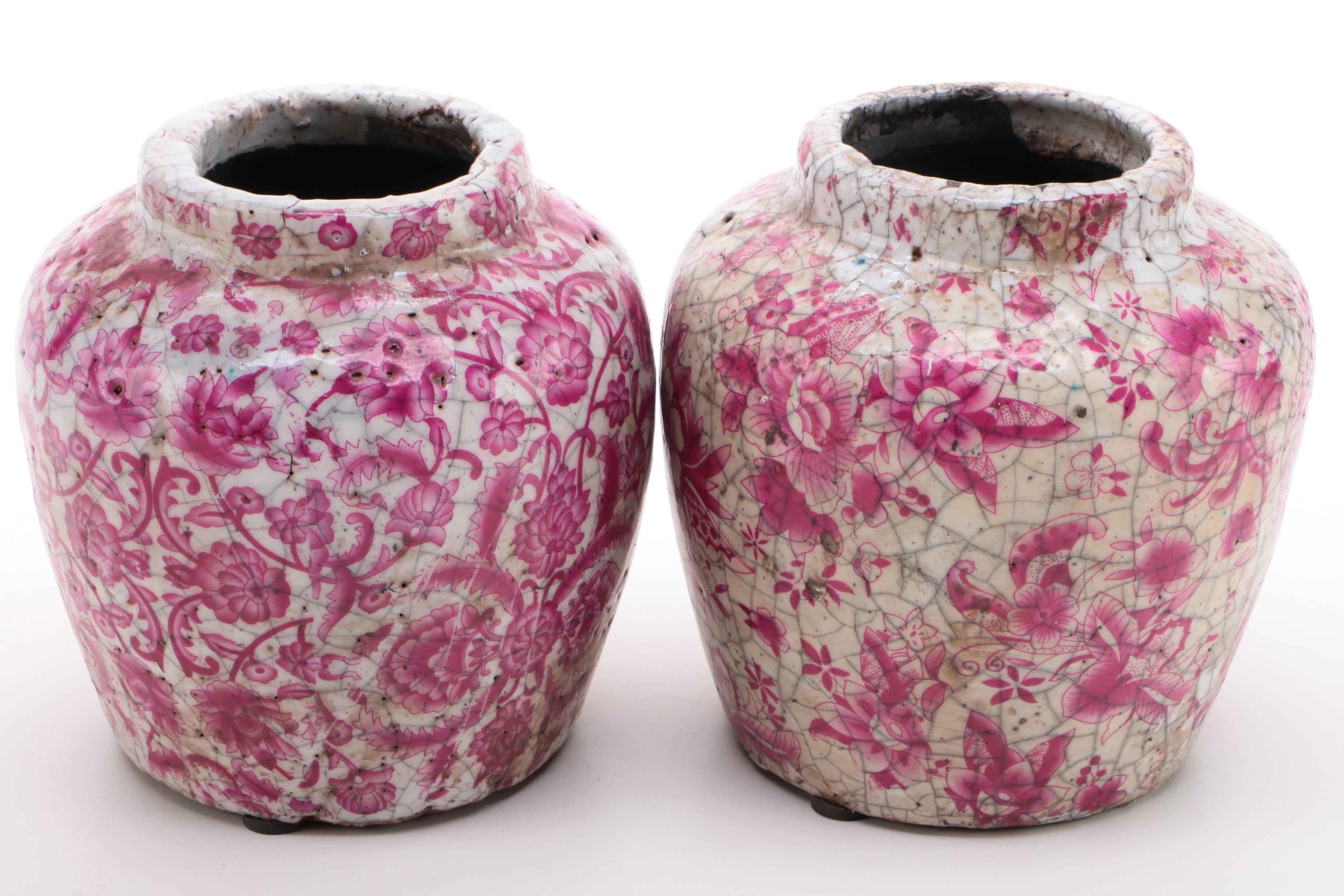 Pair of Transferware Ginger Jars