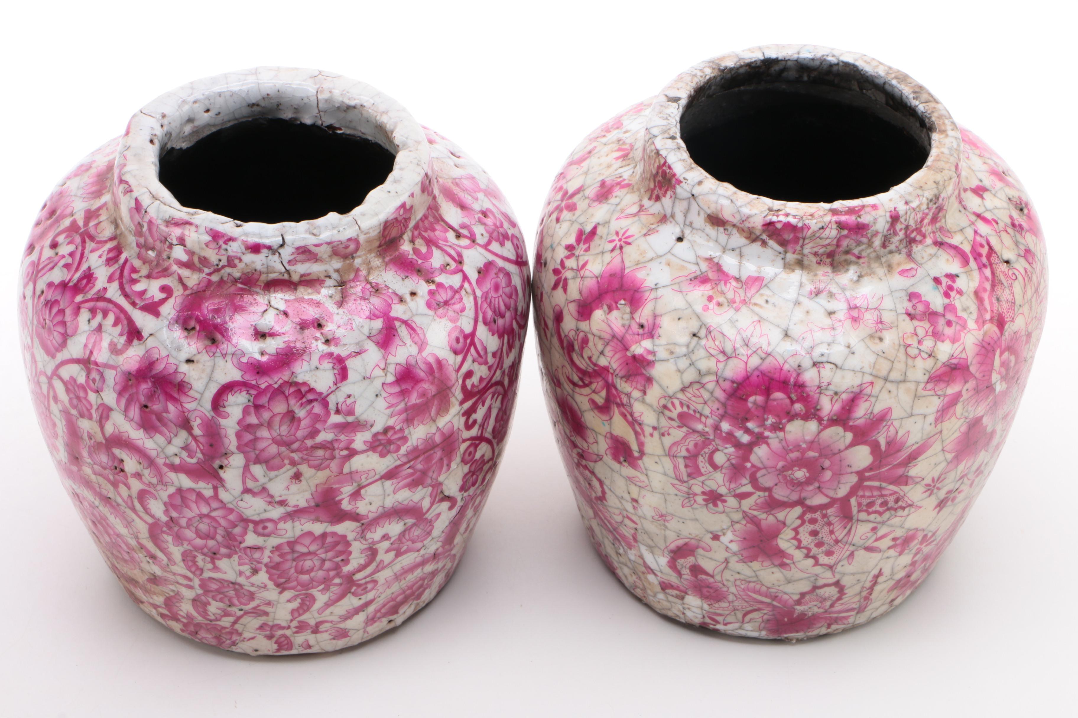Pair of Transferware Ginger Jars