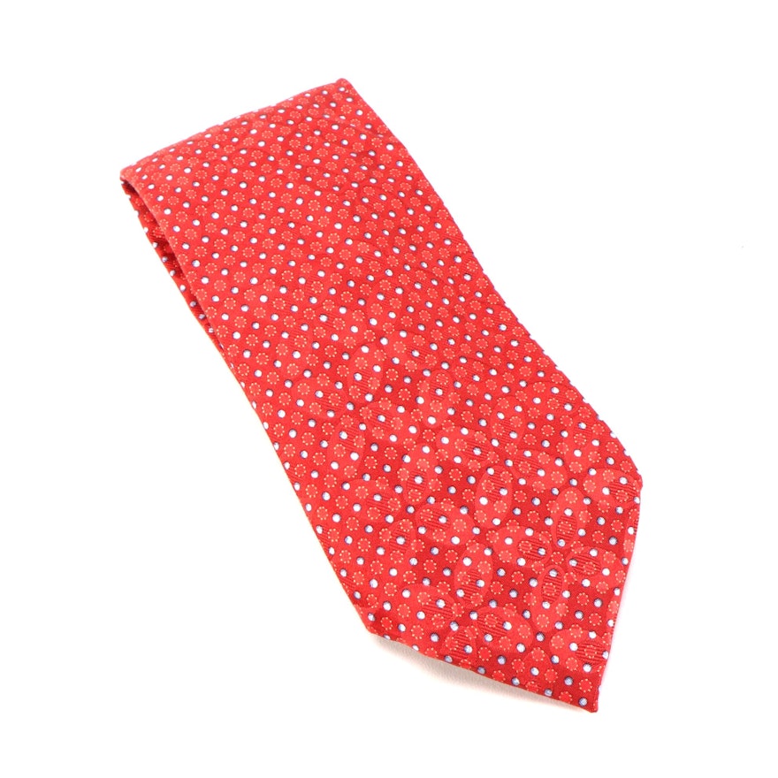 Ermenegildo Zegna Red Printed Silk Necktie