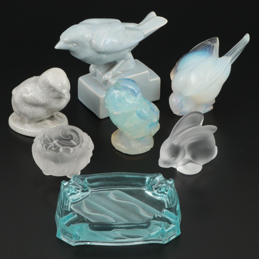 Cristal de Sèvres and Other Art Glass and Porcelain Figurines and Ashtray
