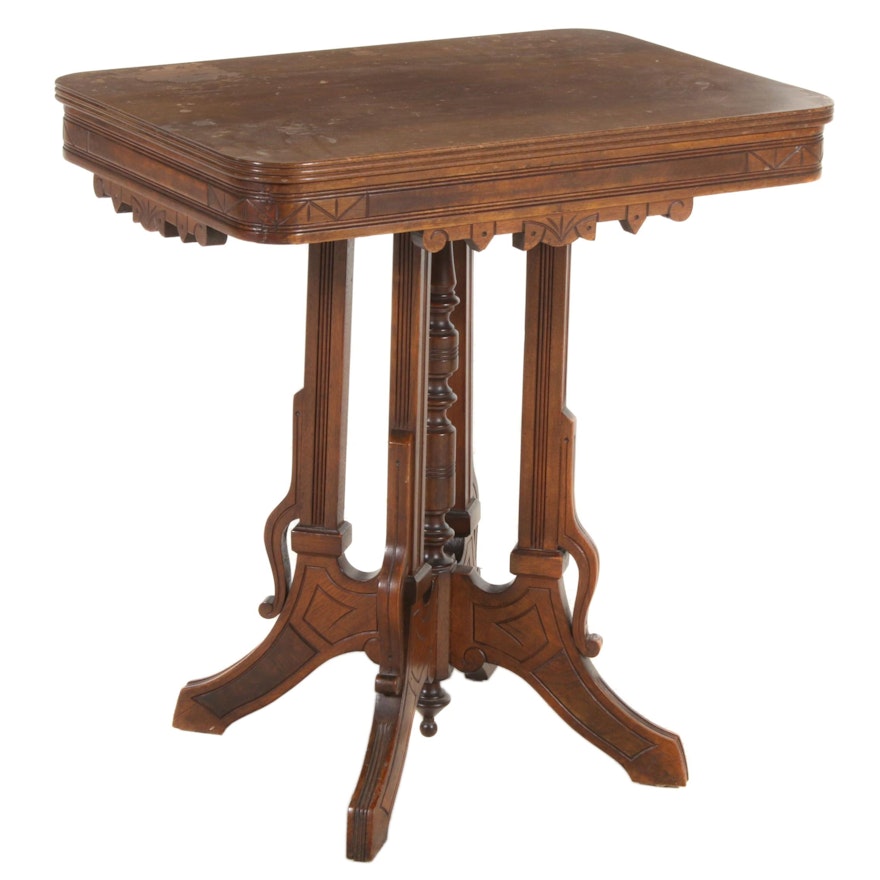 Victorian Eastlake Walnut Side Table, Late 19th/Early 20th Century