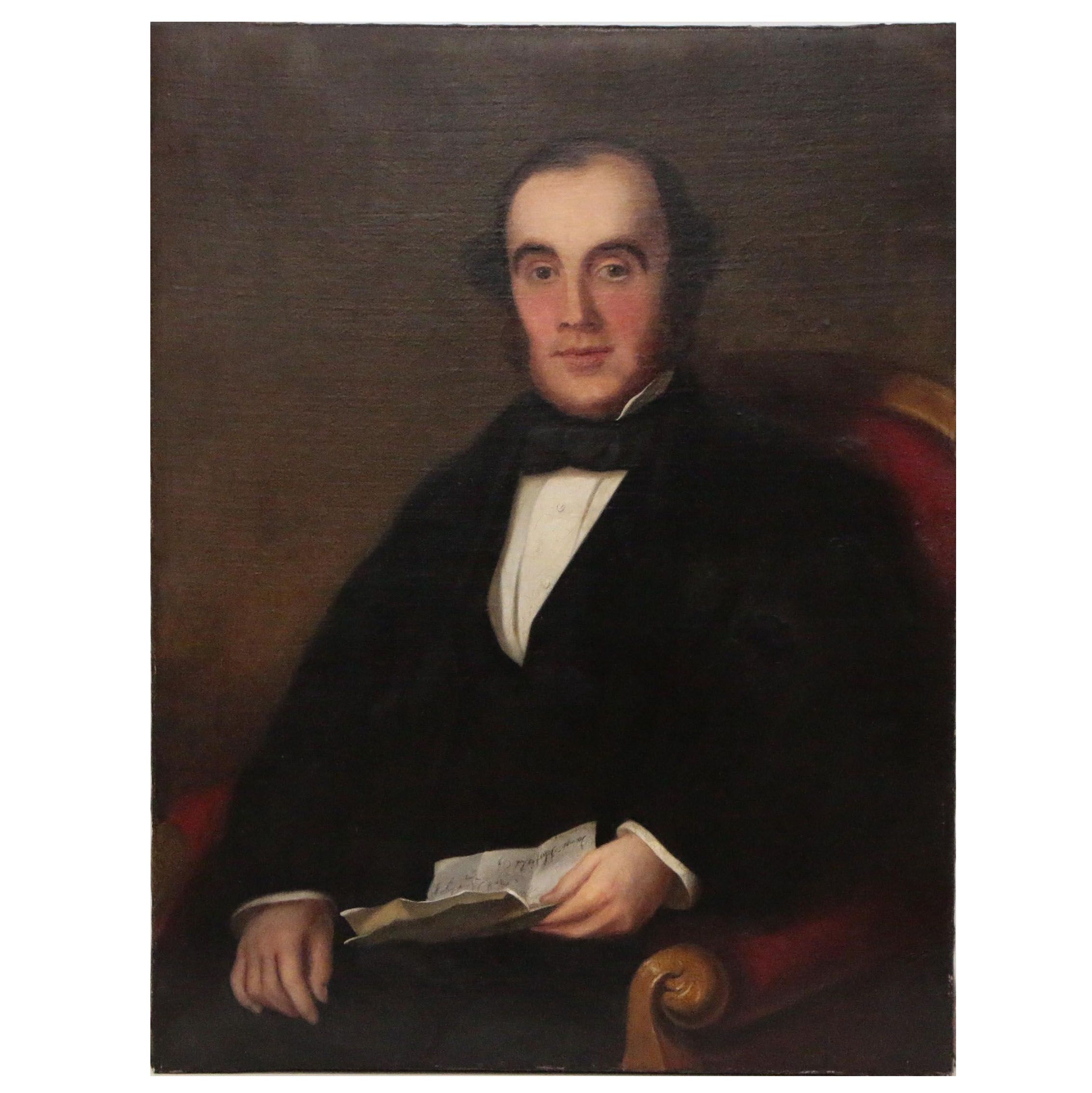 American School Oil Portrait, Possibly Reverend James Schofield, 19th Century