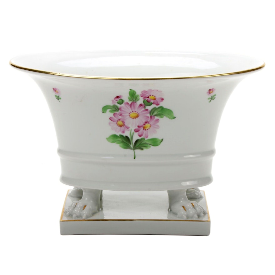 Herend Student Hand-Painted Porcelain Claw-foot Oval Jardinière