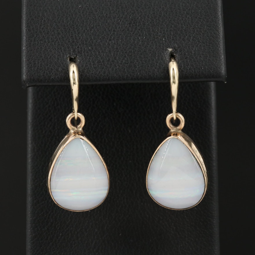L.R. Bennett 10K Opal Drop Earrings With 14K Wire Hooks