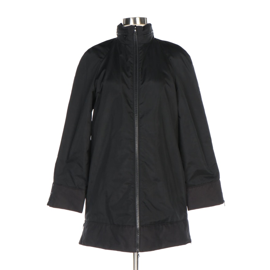 Miu Miu Black Nylon Microfiber Lined Zip Front Jacket