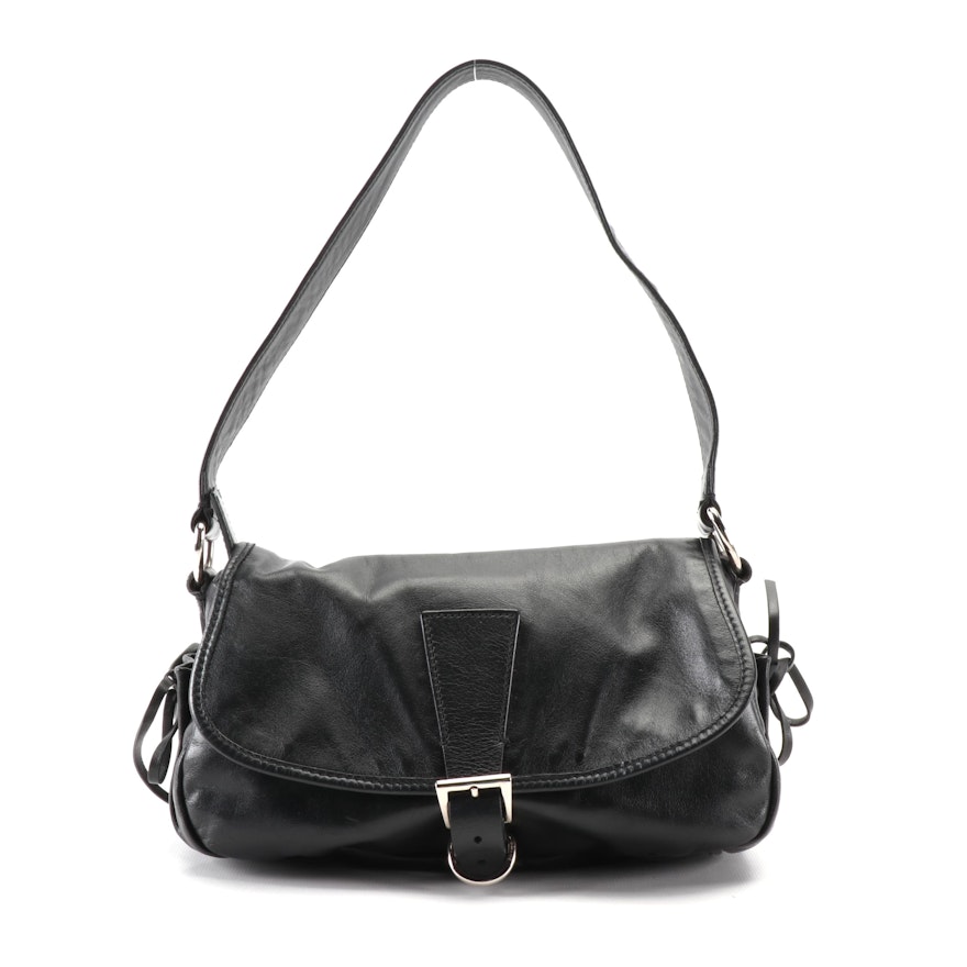 Prada Bow Soft Shoulder Bag in Black Nappa Leather