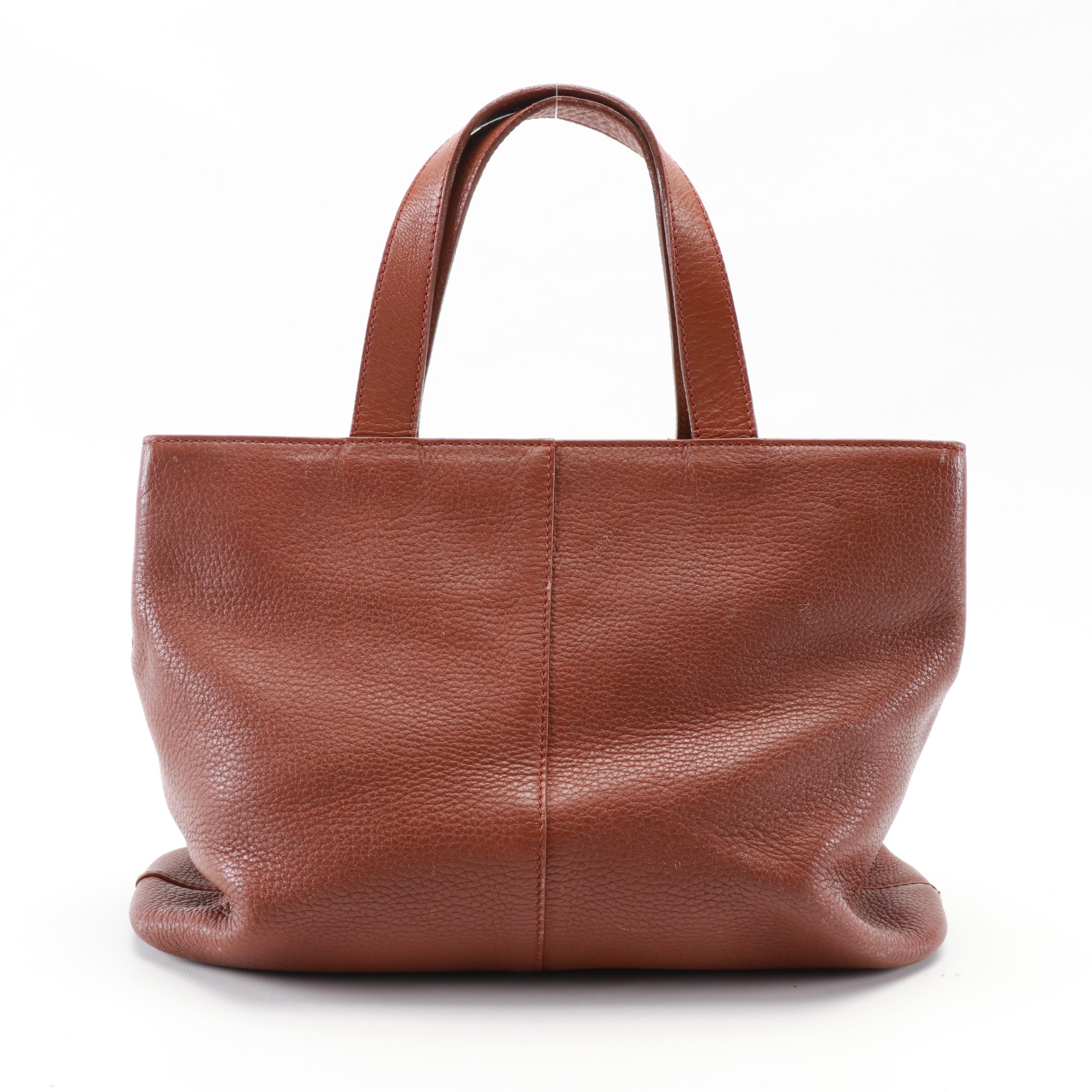 Burberrys Tote Bag in Grained Leather with "Haymarket Check" Lining