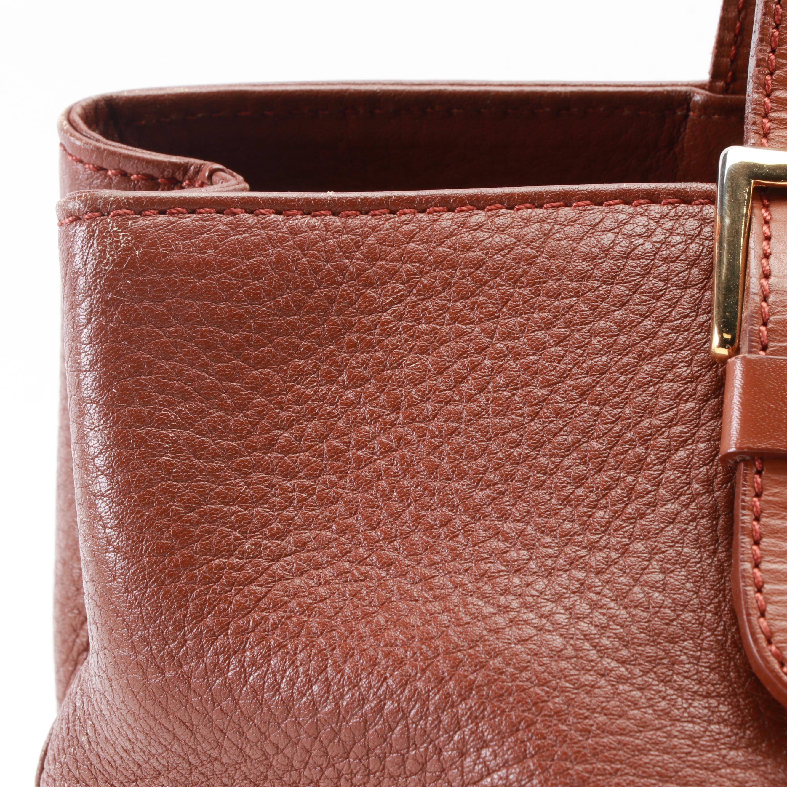 Burberrys Tote Bag in Grained Leather with "Haymarket Check" Lining