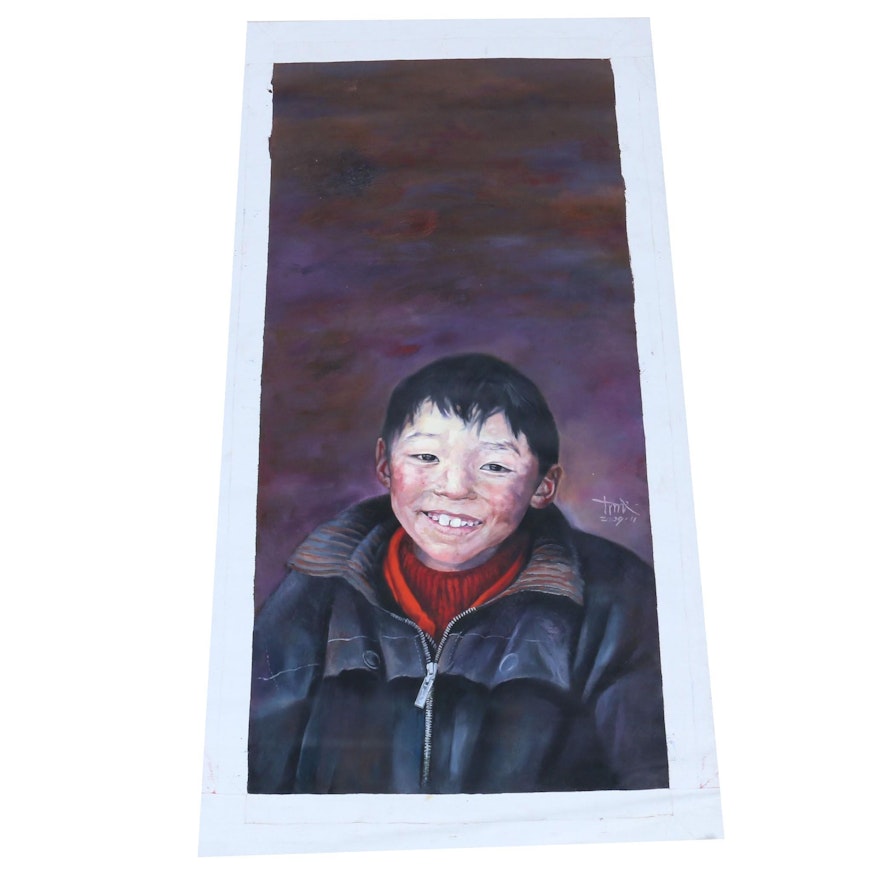 Chinese Child Portrait Oil Painting, 2009
