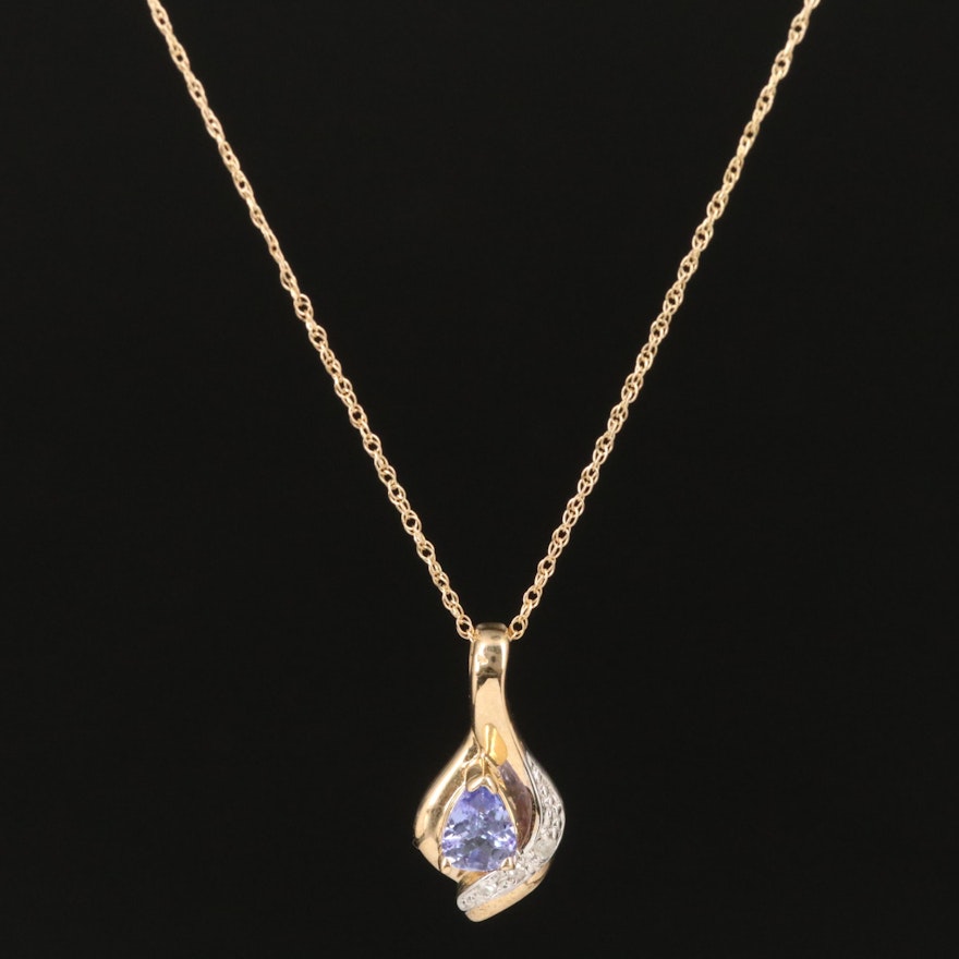 10K Tanzanite and Diamond Pendant Necklace