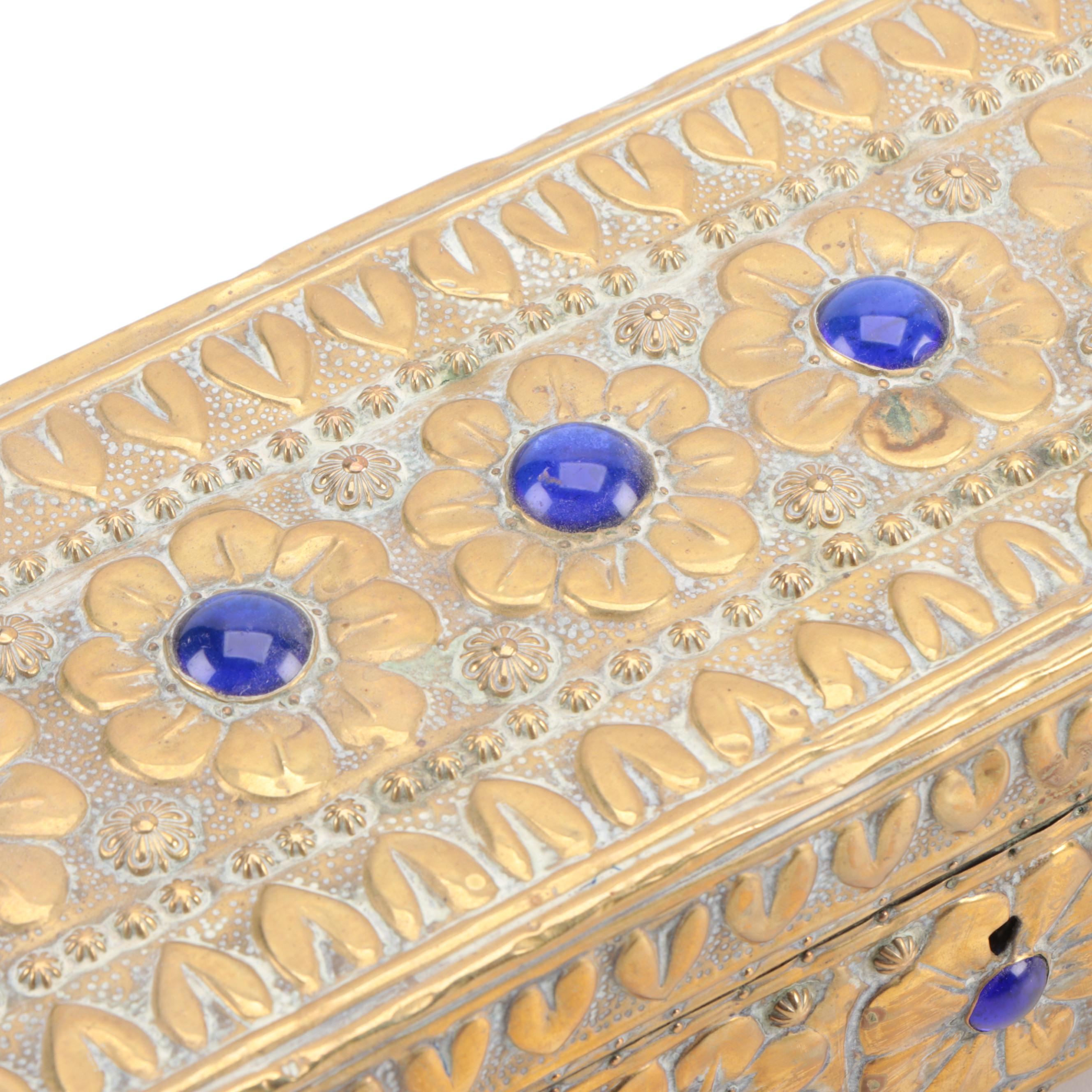 Floral Embossed Brass Lock Box