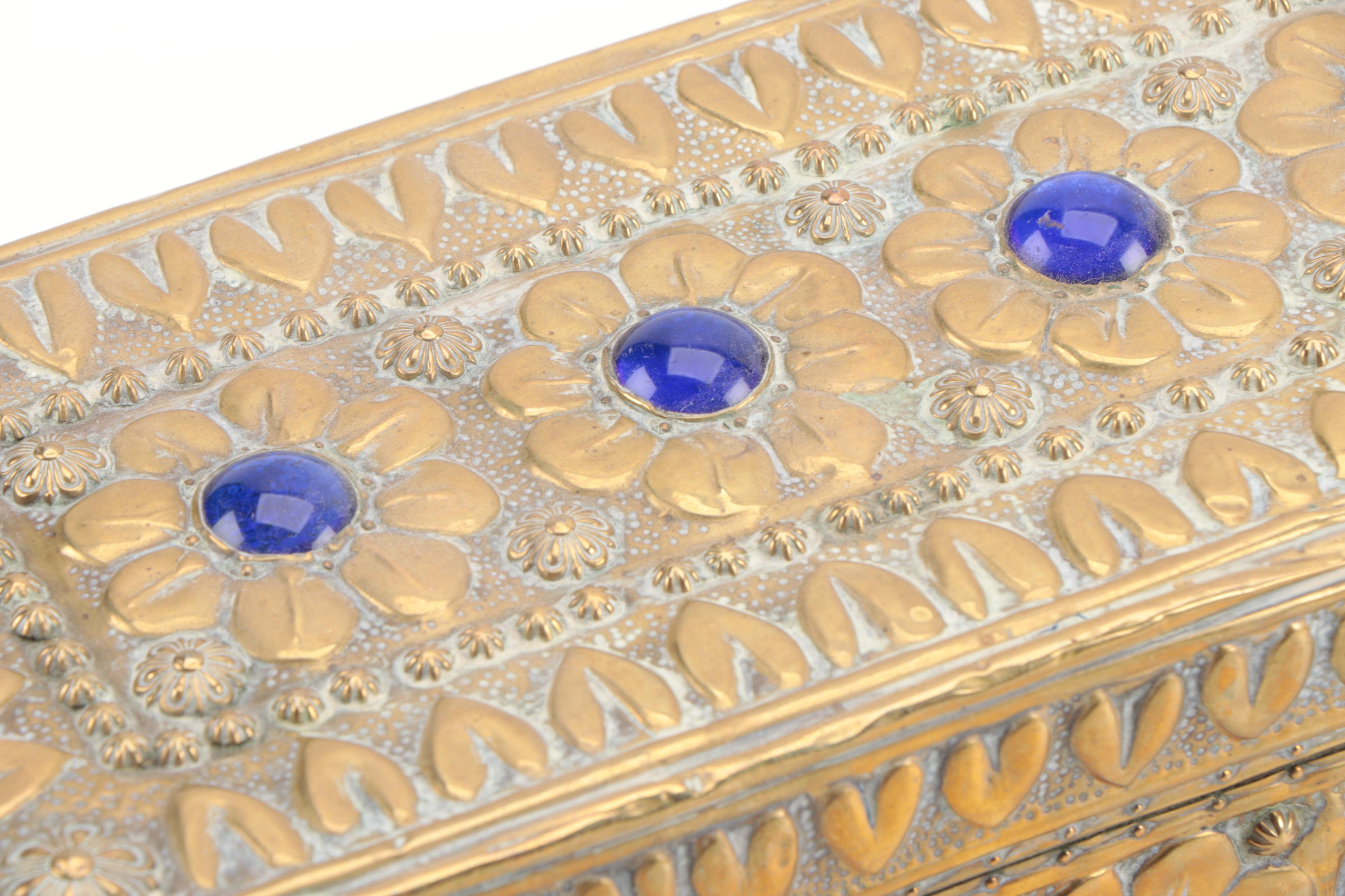 Floral Embossed Brass Lock Box