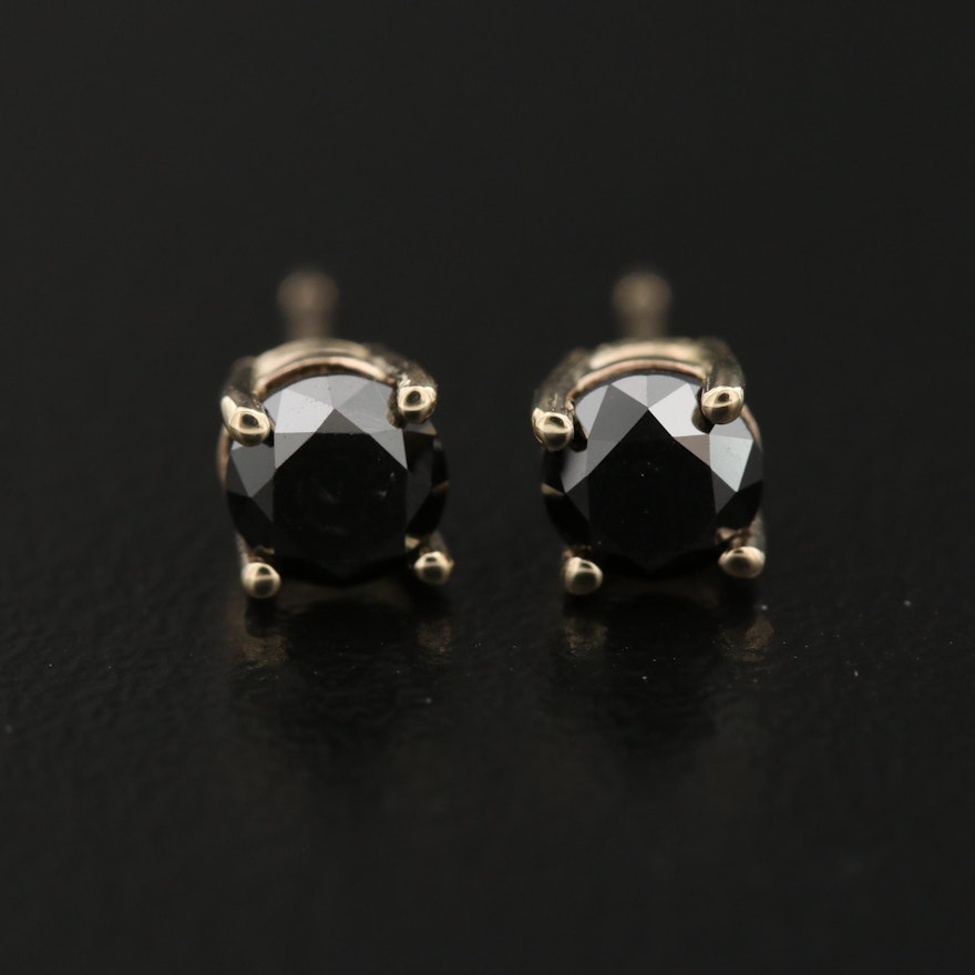 14K 0.93 CTW Black Diamond Stud Earrings